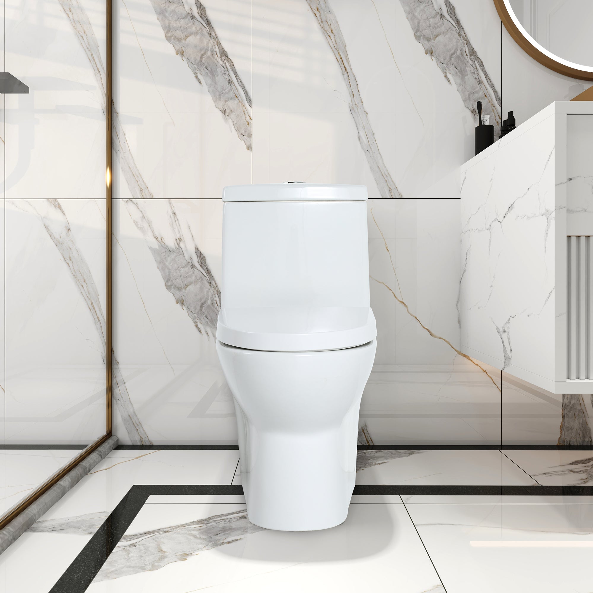 28 Inch  Ceramic One Piece Toilet With Soft Close Seat