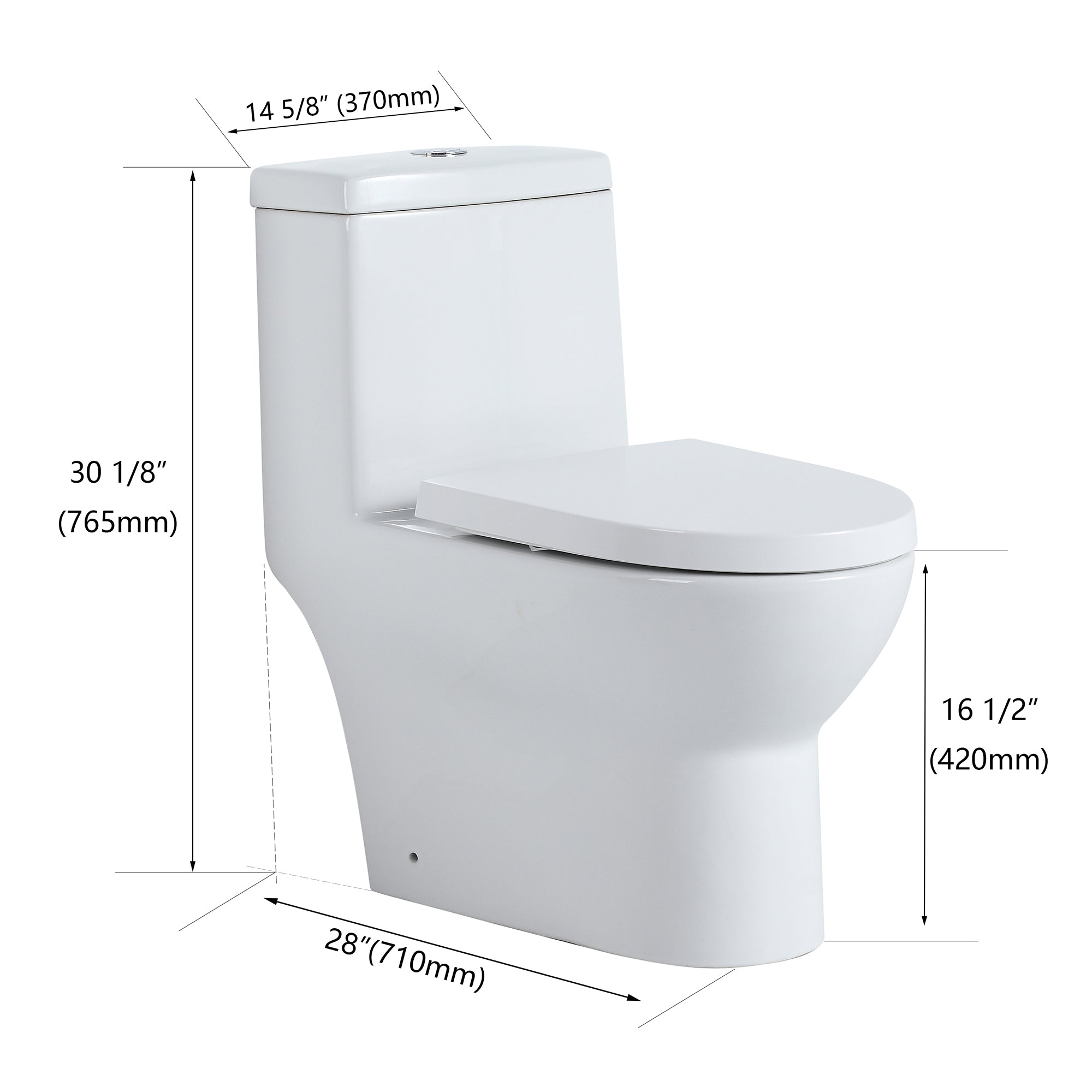 28 Inch  Ceramic One Piece Toilet With Soft Close Seat