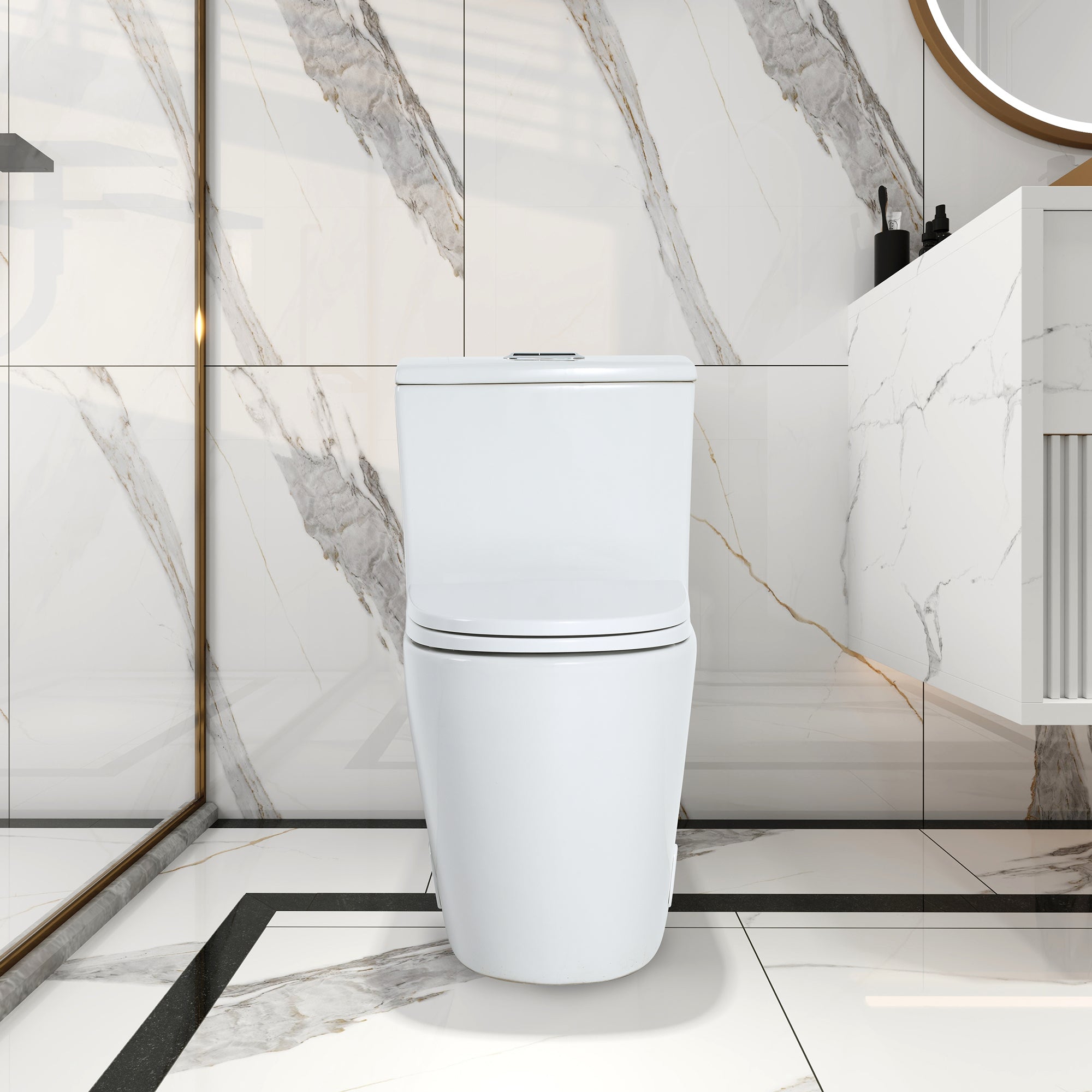 27 Inch Ceramic One Piece Toilet with Soft Close Seat