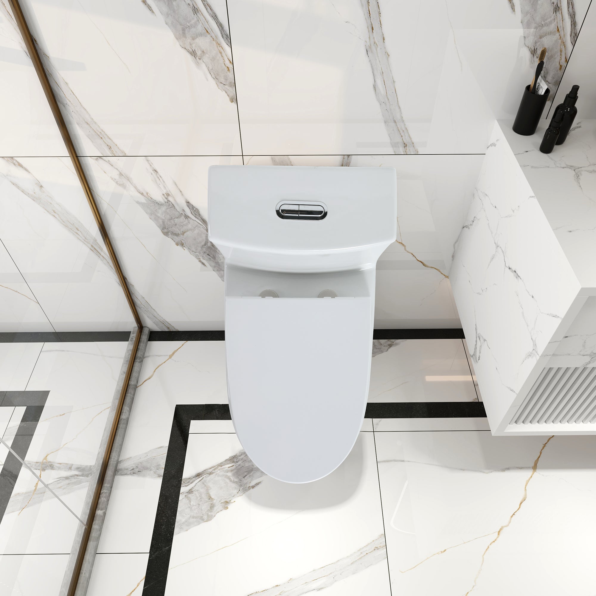 27 Inch Ceramic One Piece Toilet with Soft Close Seat