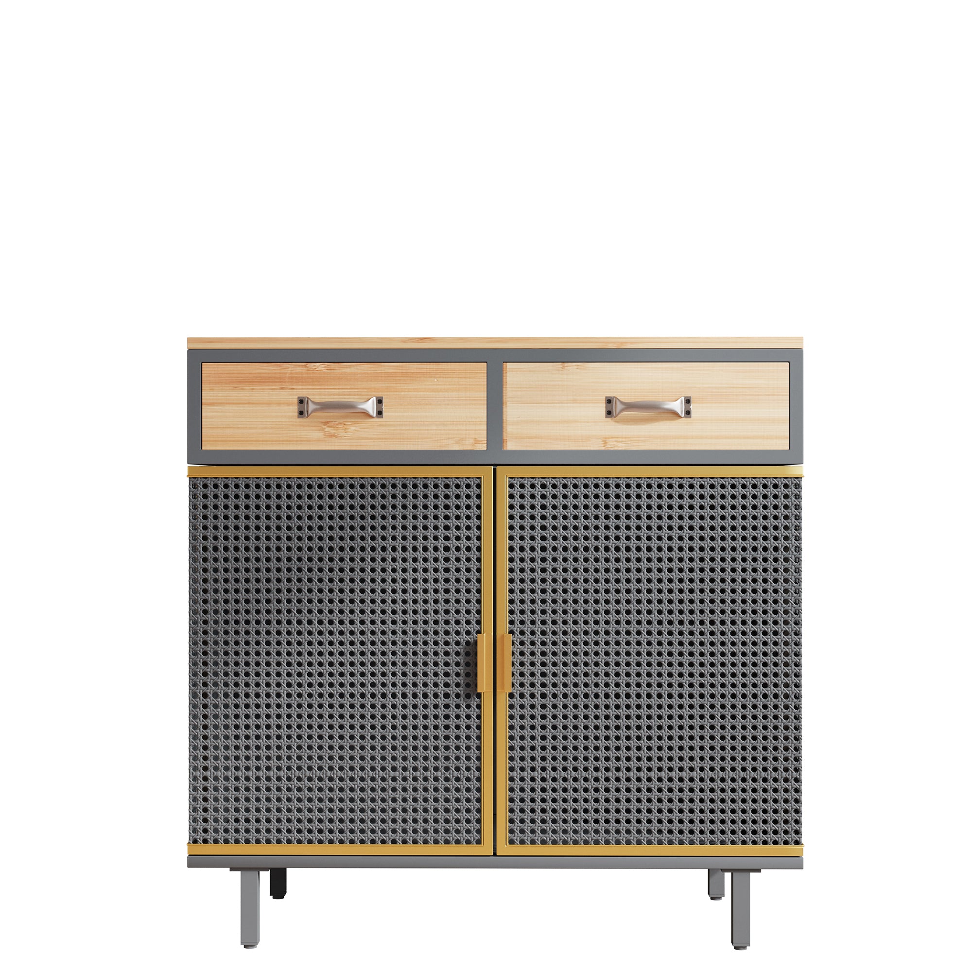 32" Tall Metal 2-door Accent Cabinet with 2-drawer