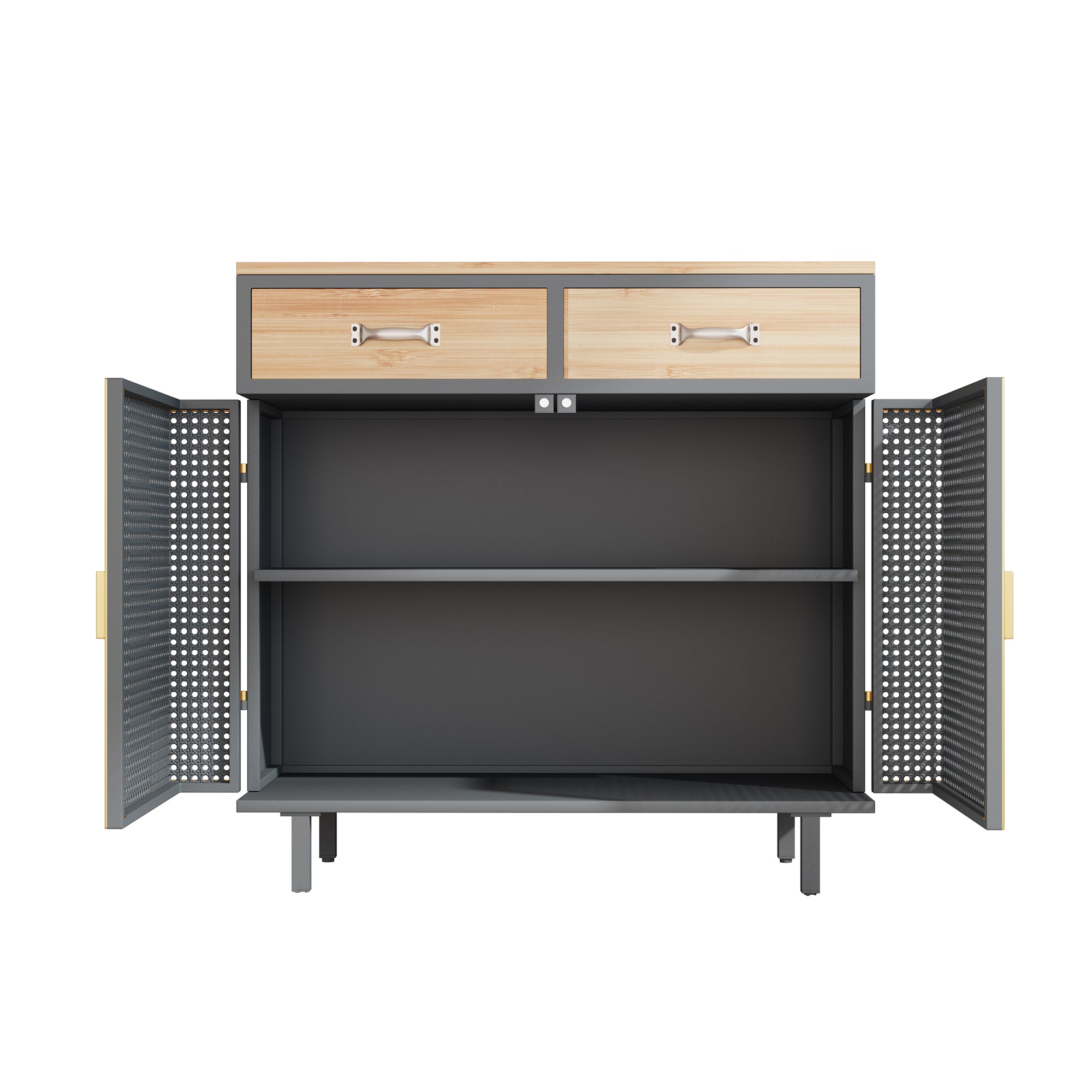 32" Tall Metal 2-door Accent Cabinet with 2-drawer