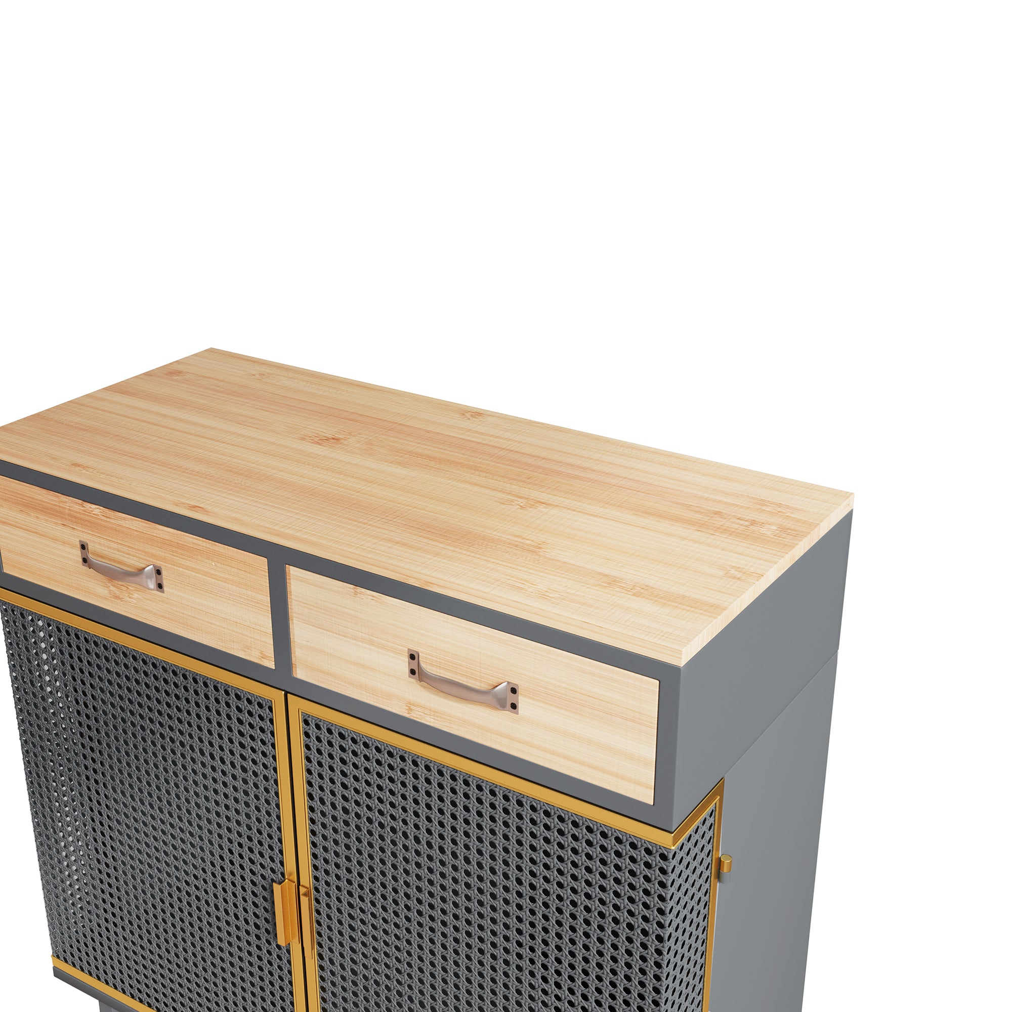32" Tall Metal 2-door Accent Cabinet with 2-drawer