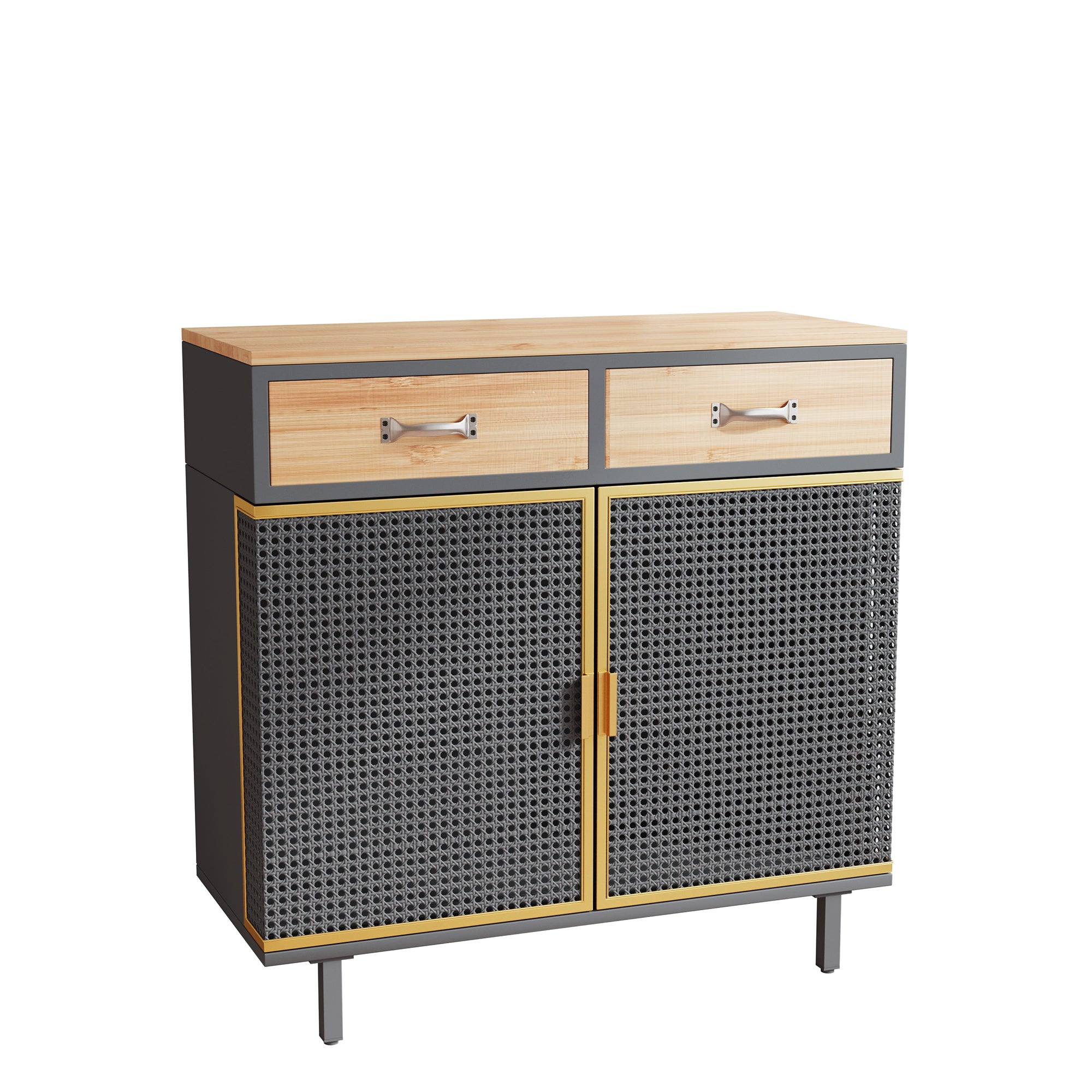 32" Tall Metal 2-door Accent Cabinet with 2-drawer