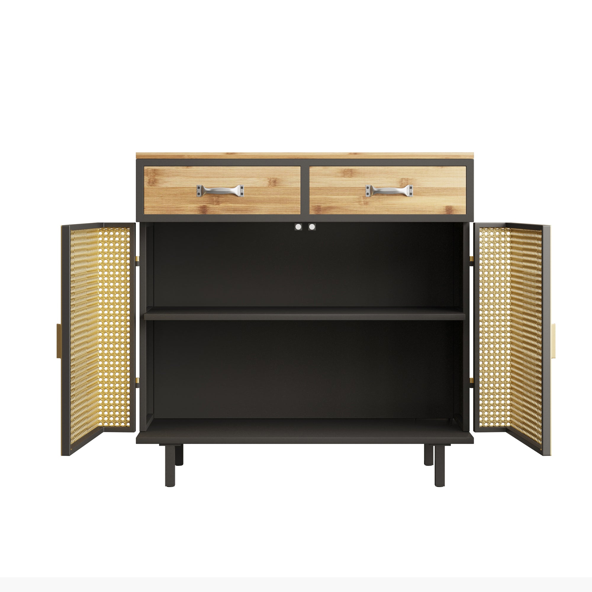 32" Tall Metal 2-door Accent Cabinet with 2-drawer