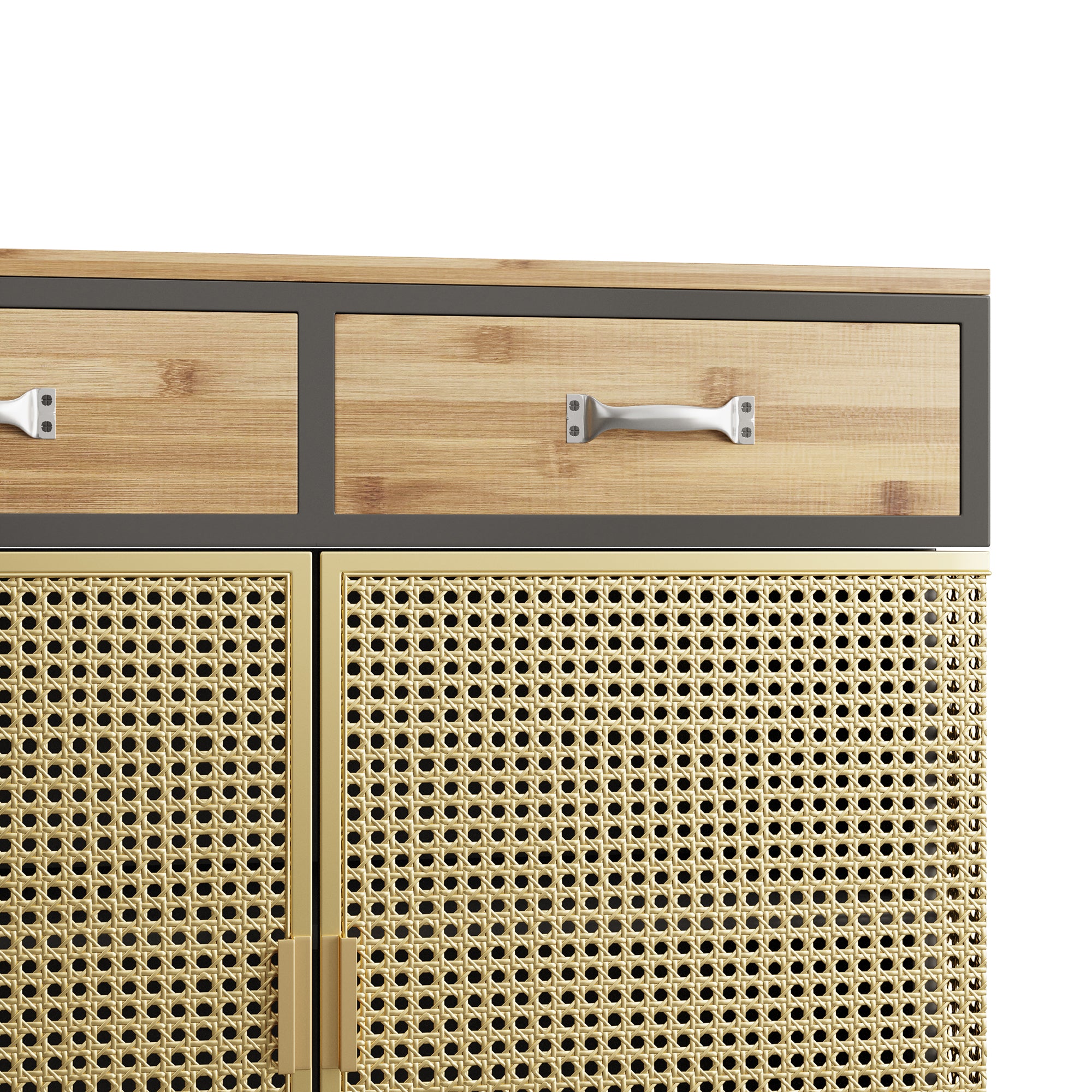 32" Tall Metal 2-door Accent Cabinet with 2-drawer