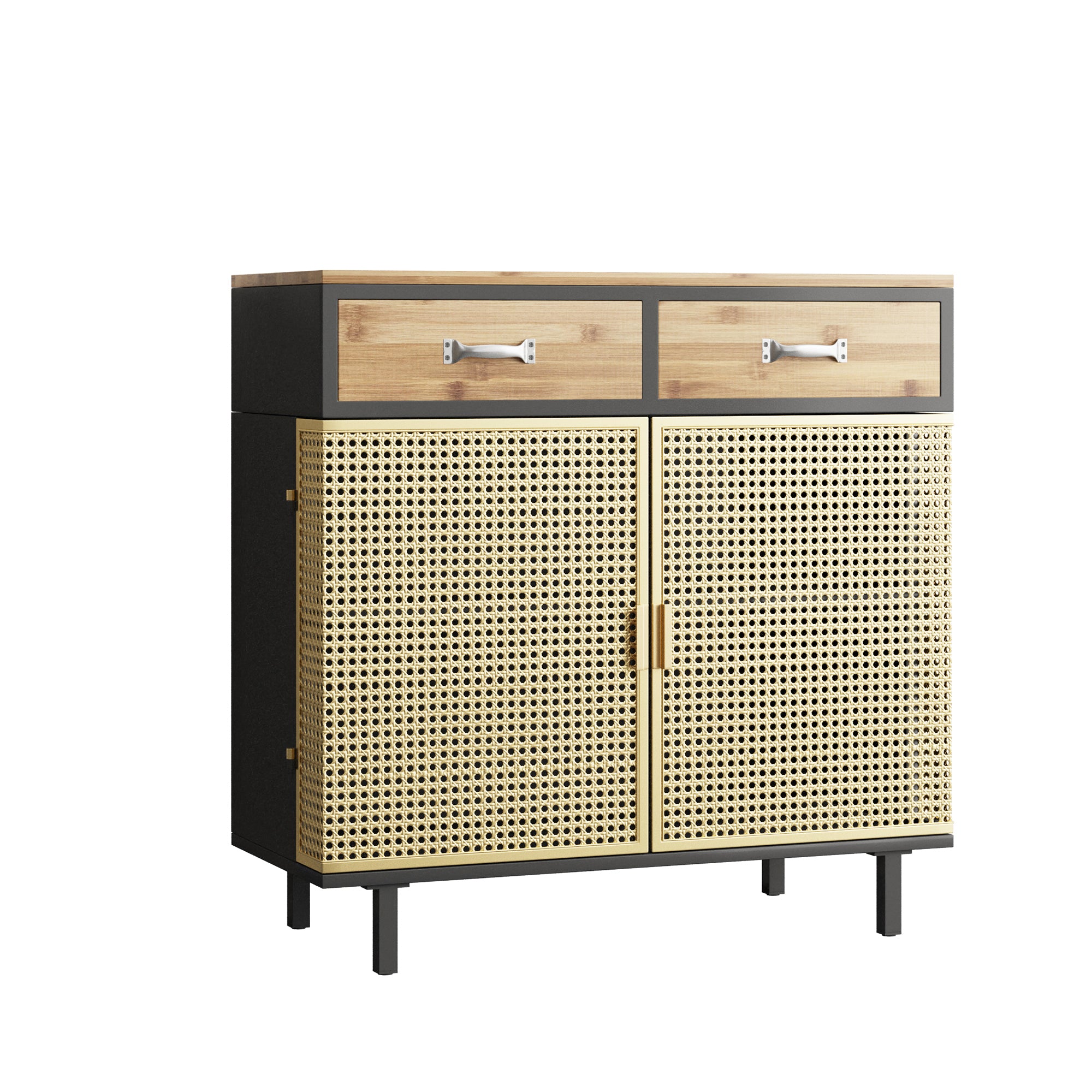 32" Tall Metal 2-door Accent Cabinet with 2-drawer