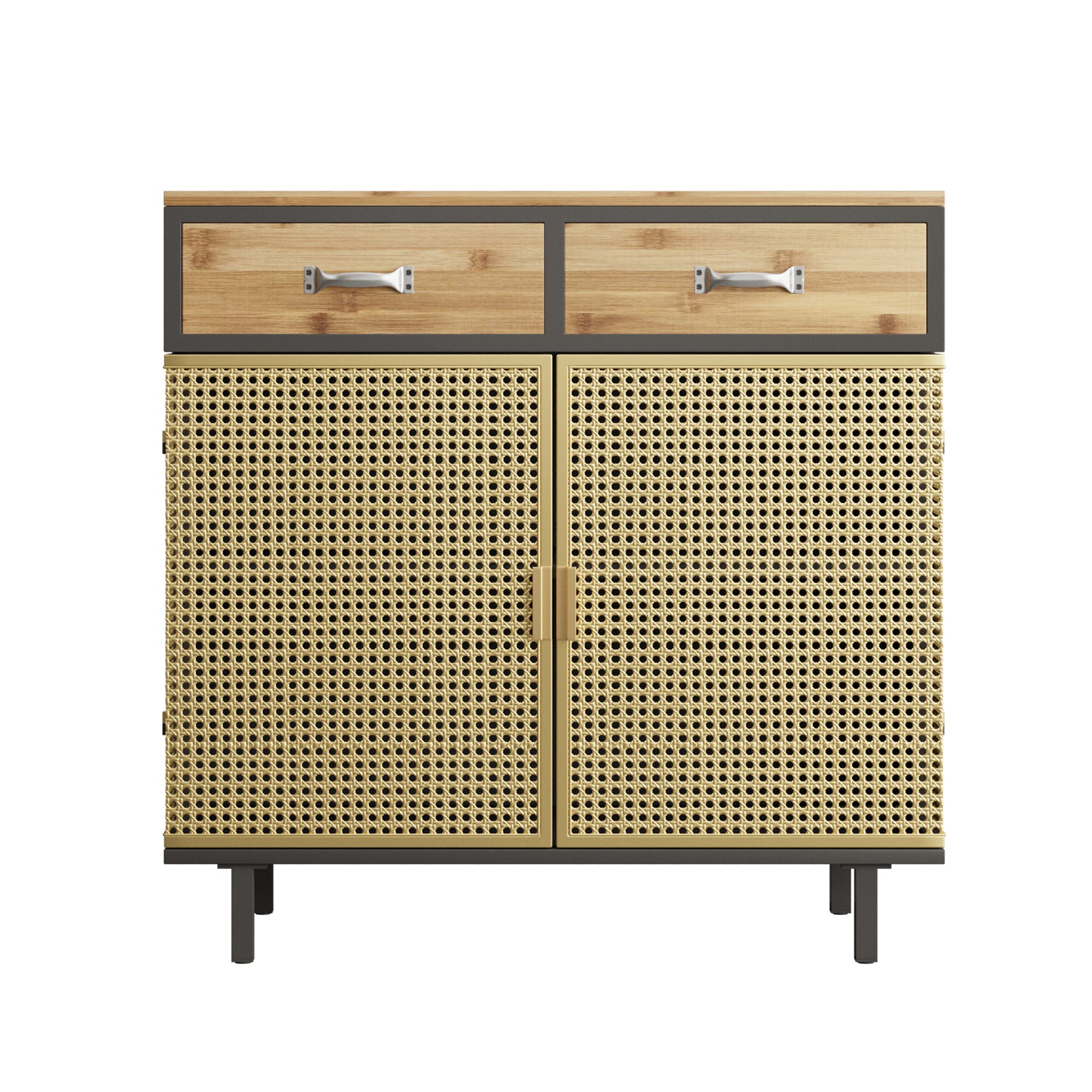 32" Tall Metal 2-door Accent Cabinet with 2-drawer