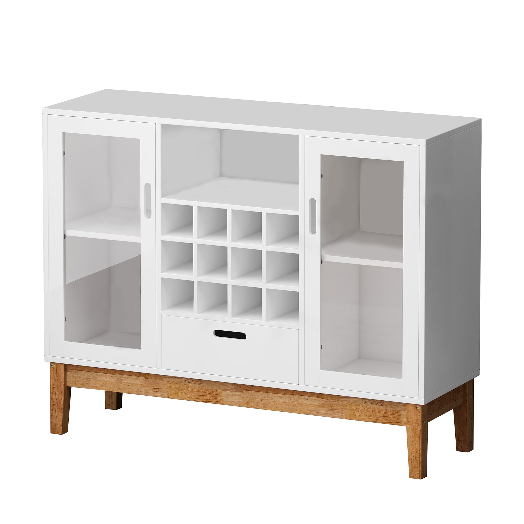 39" Wide 1-Drawer Sideboard in White with Wine Rack