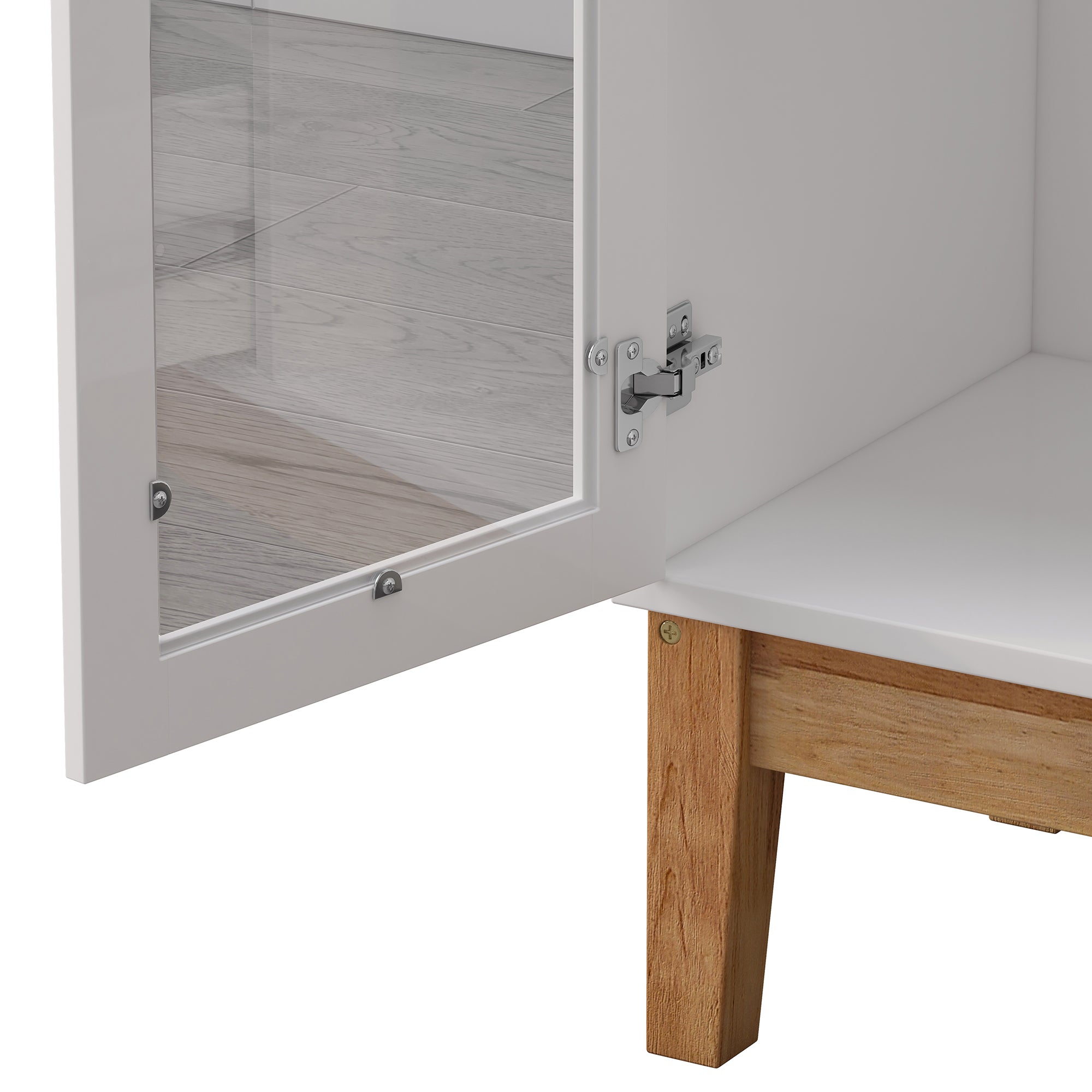 39" Wide 1-Drawer Sideboard in White with Wine Rack