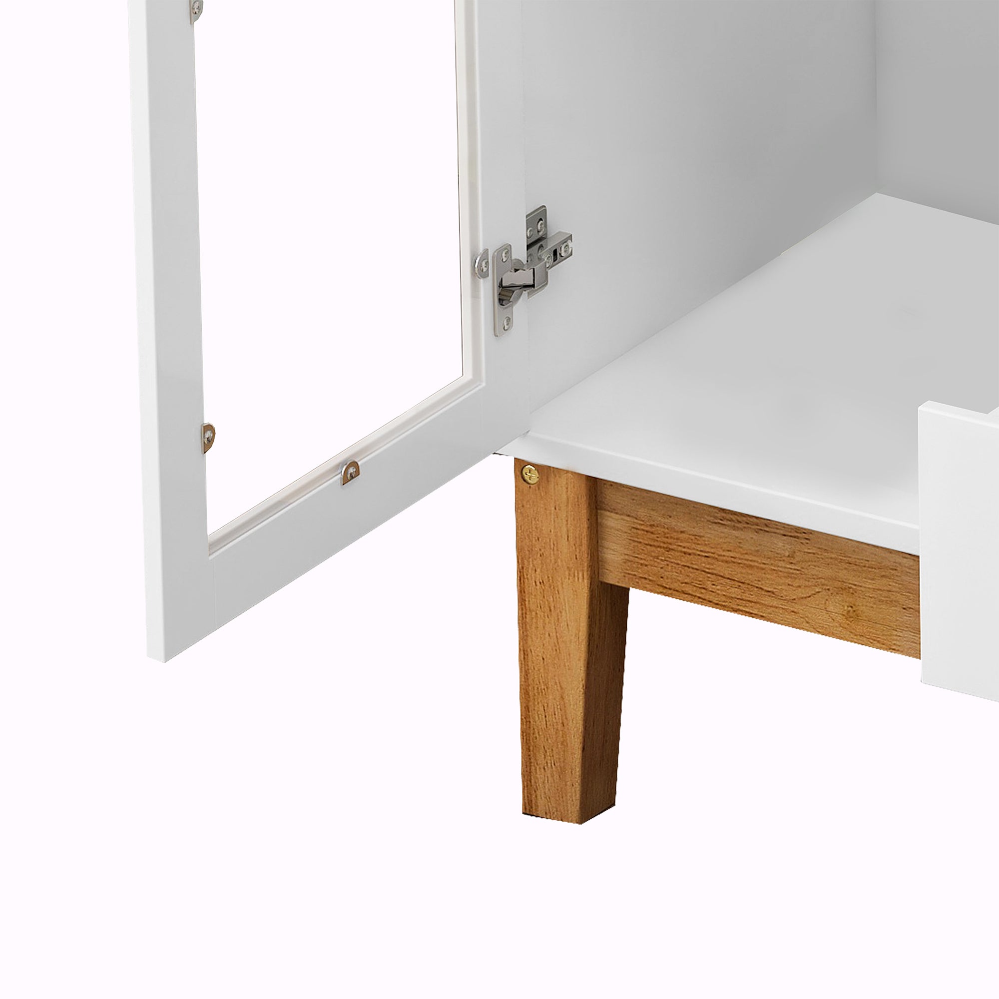 39" Wide 1-Drawer Sideboard in White with Wine Rack