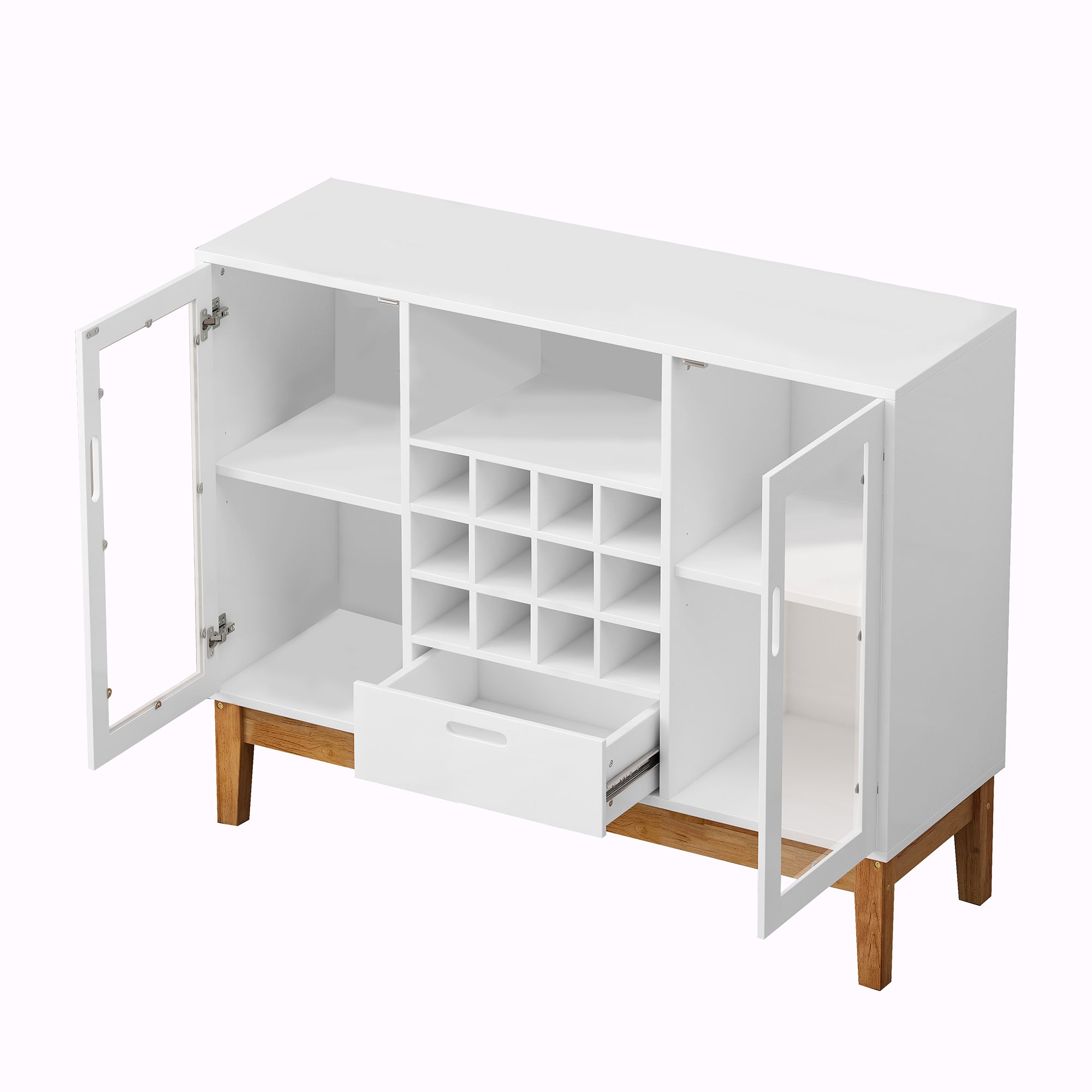 39" Wide 1-Drawer Sideboard in White with Wine Rack