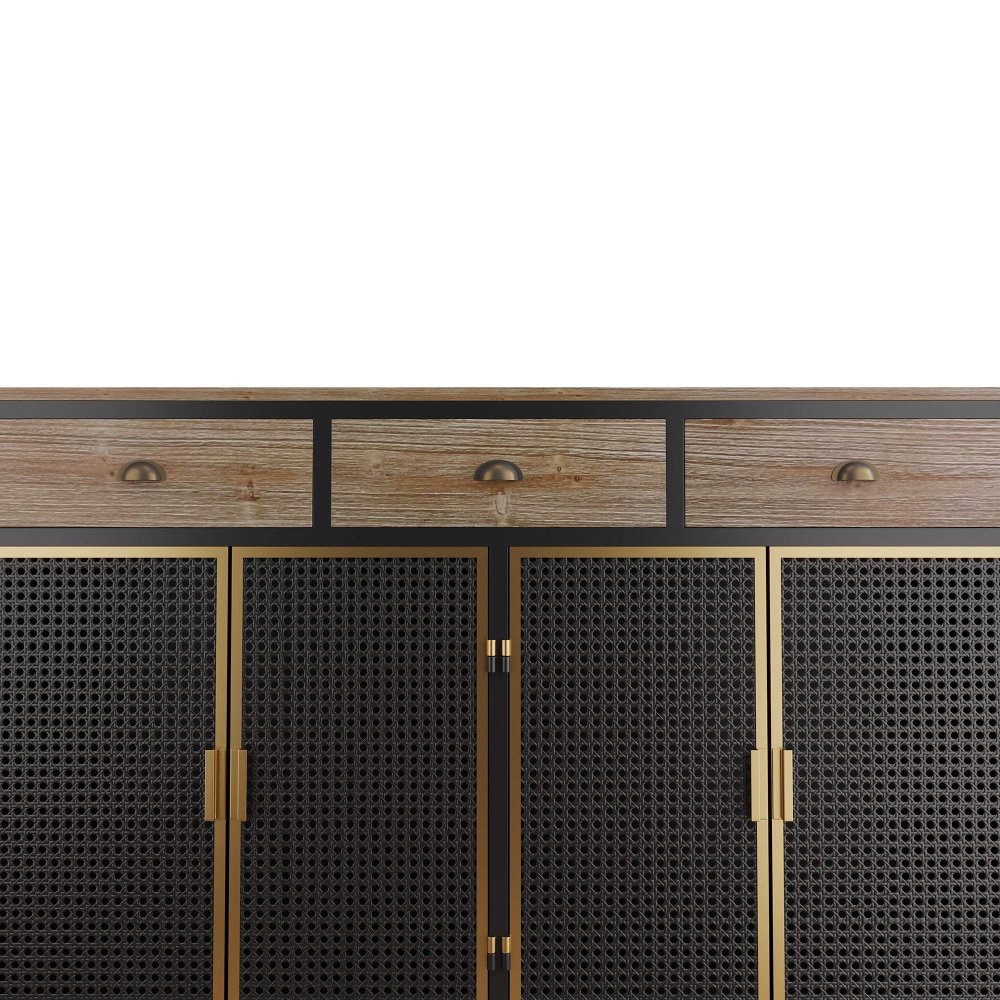 48" Wide Metal 3-Drawer Sideboard in Dark Gray with Inner Shelves