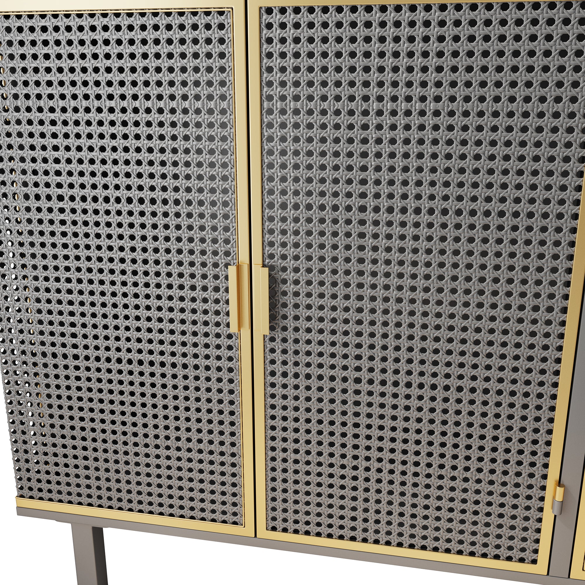 40" Wide Metal 3-Door Sideboard in Dark Gray with Inner Shelves