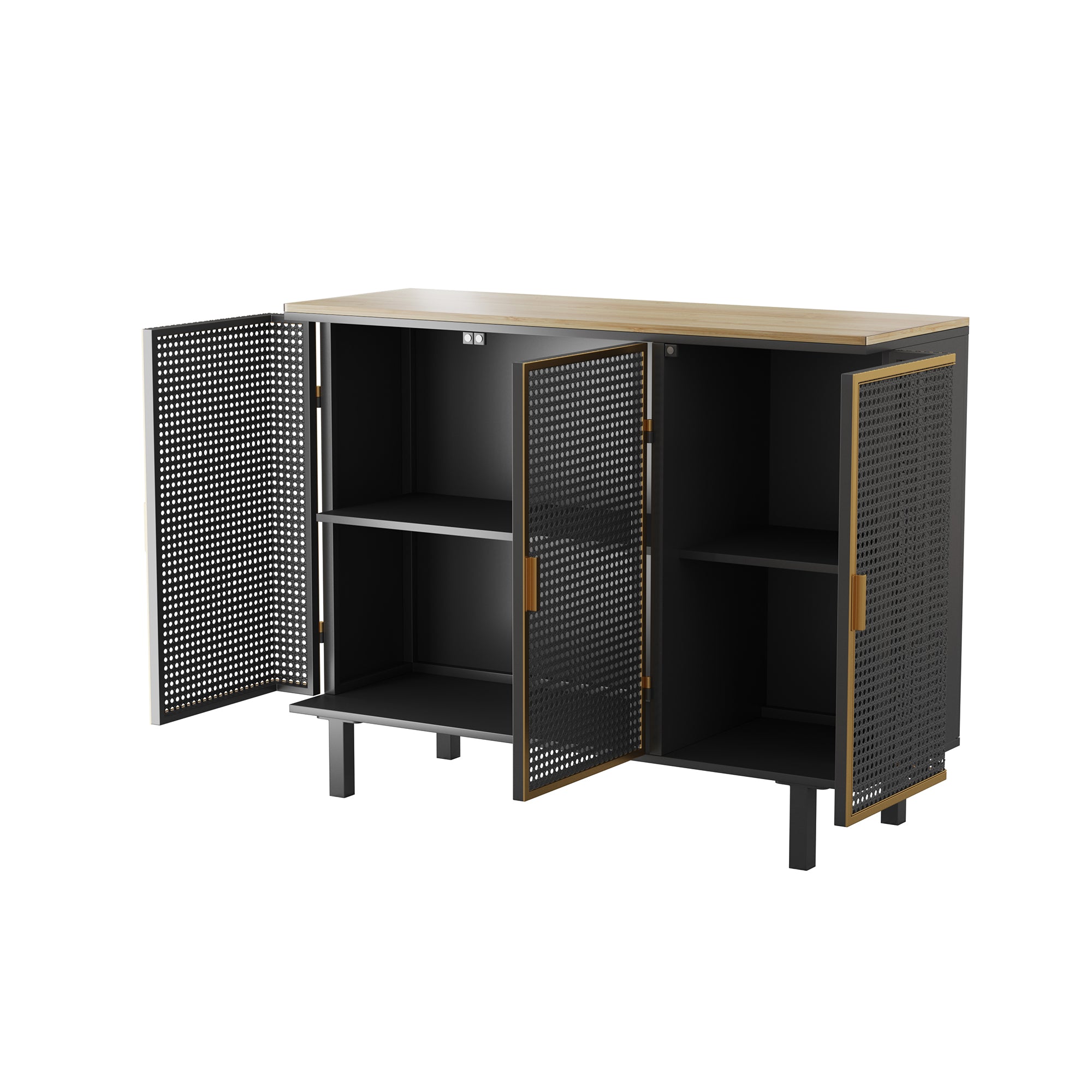 40" Wide Metal 3-Door Sideboard in Dark Gray with Inner Shelves