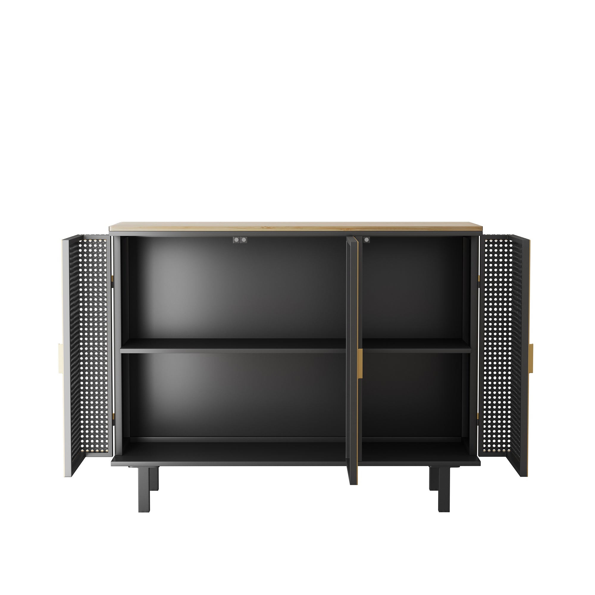 40" Wide Metal 3-Door Sideboard in Dark Gray with Inner Shelves