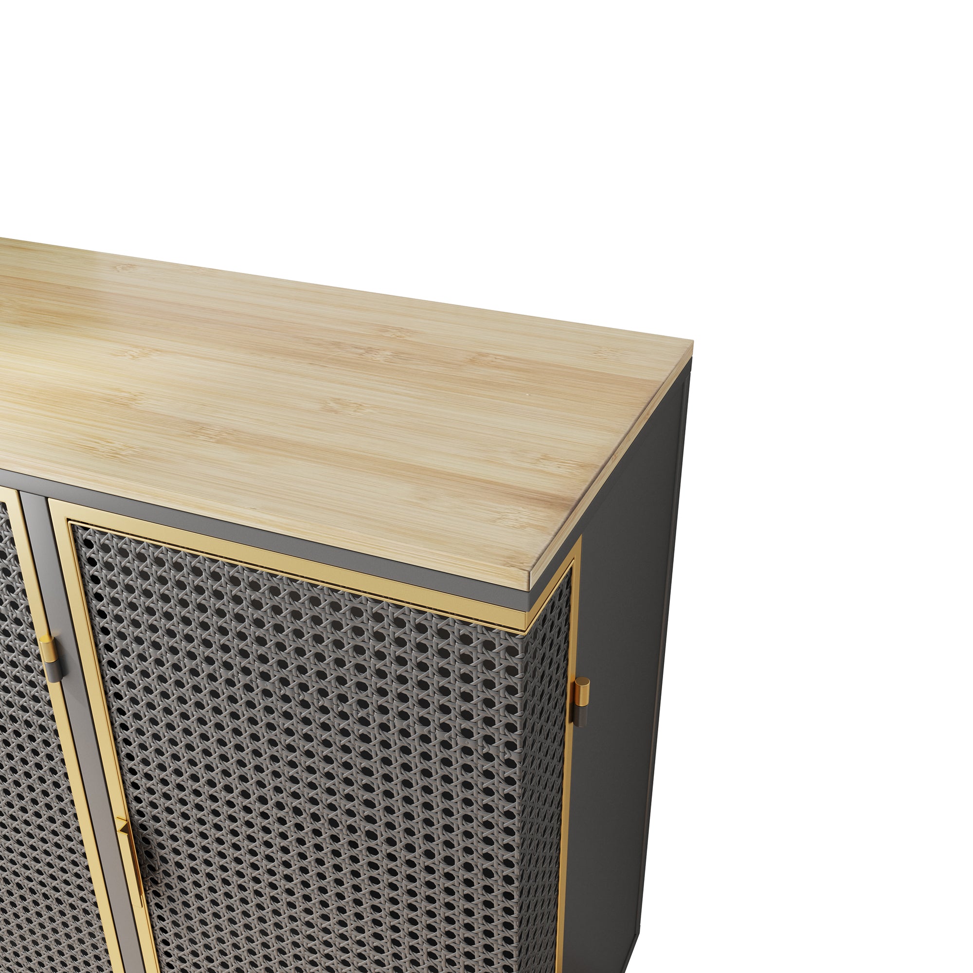 40" Wide Metal 3-Door Sideboard in Dark Gray with Inner Shelves