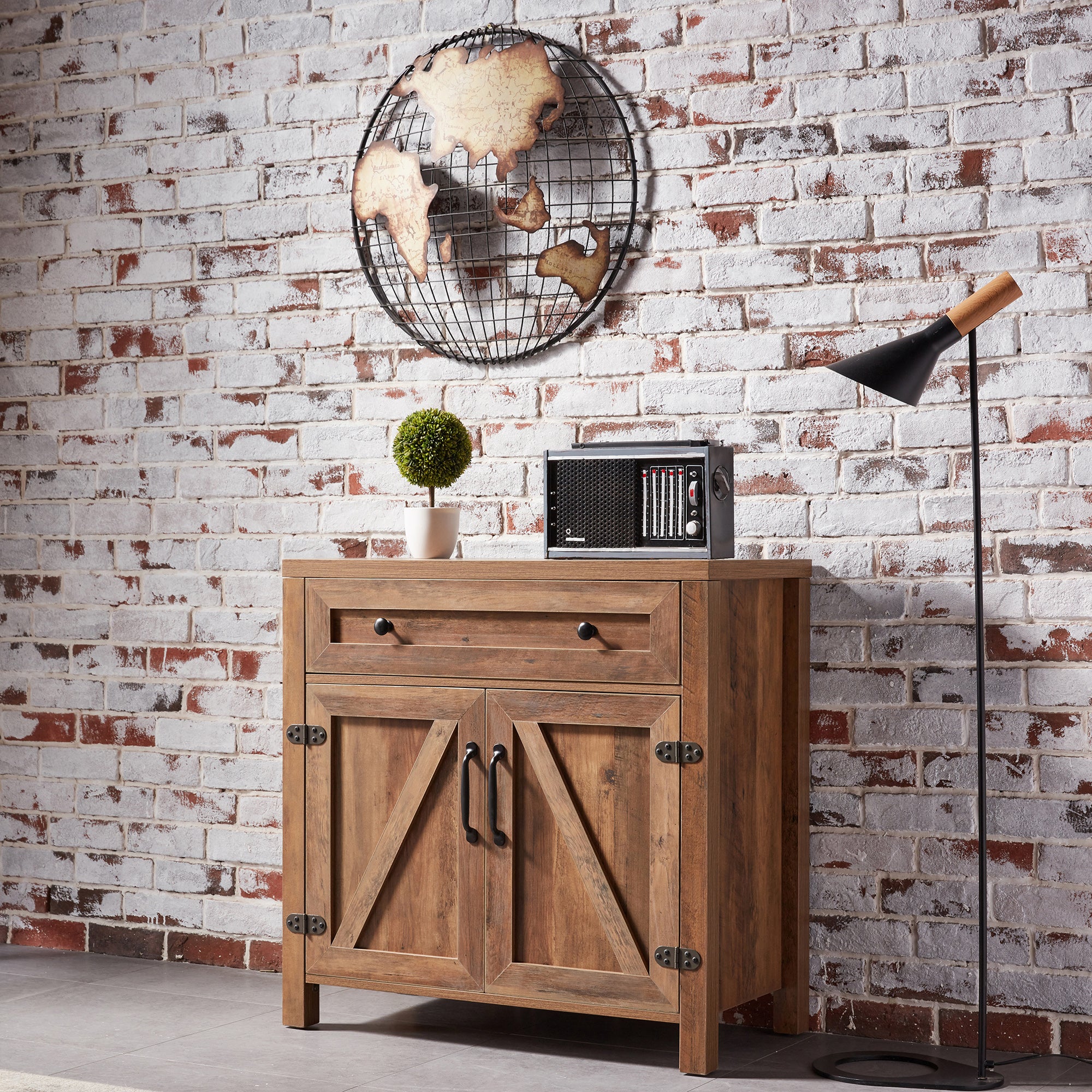 32" Tall Wood 2-door Accent Cabinet with 1 Drawer