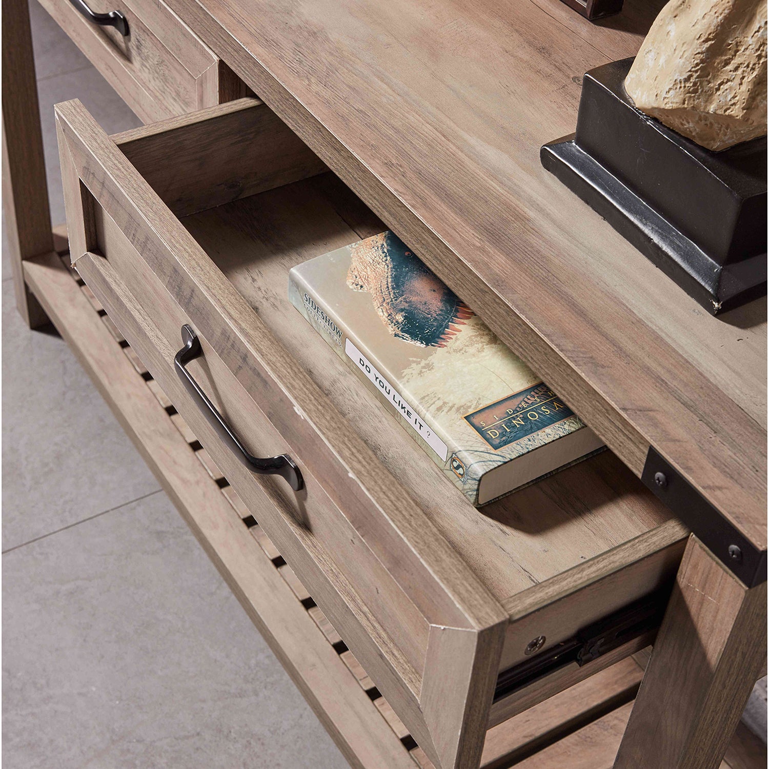47-inch Console Table with Drawers and Shelf for Living Room