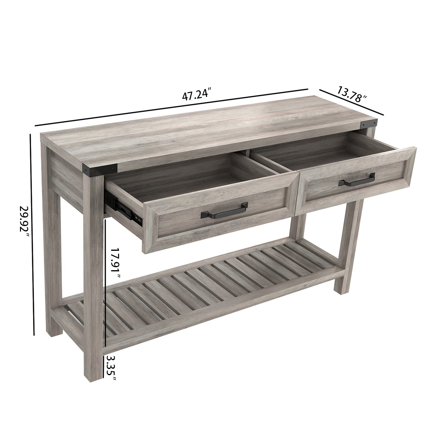 47-inch Console Table with Drawers and Shelf for Living Room
