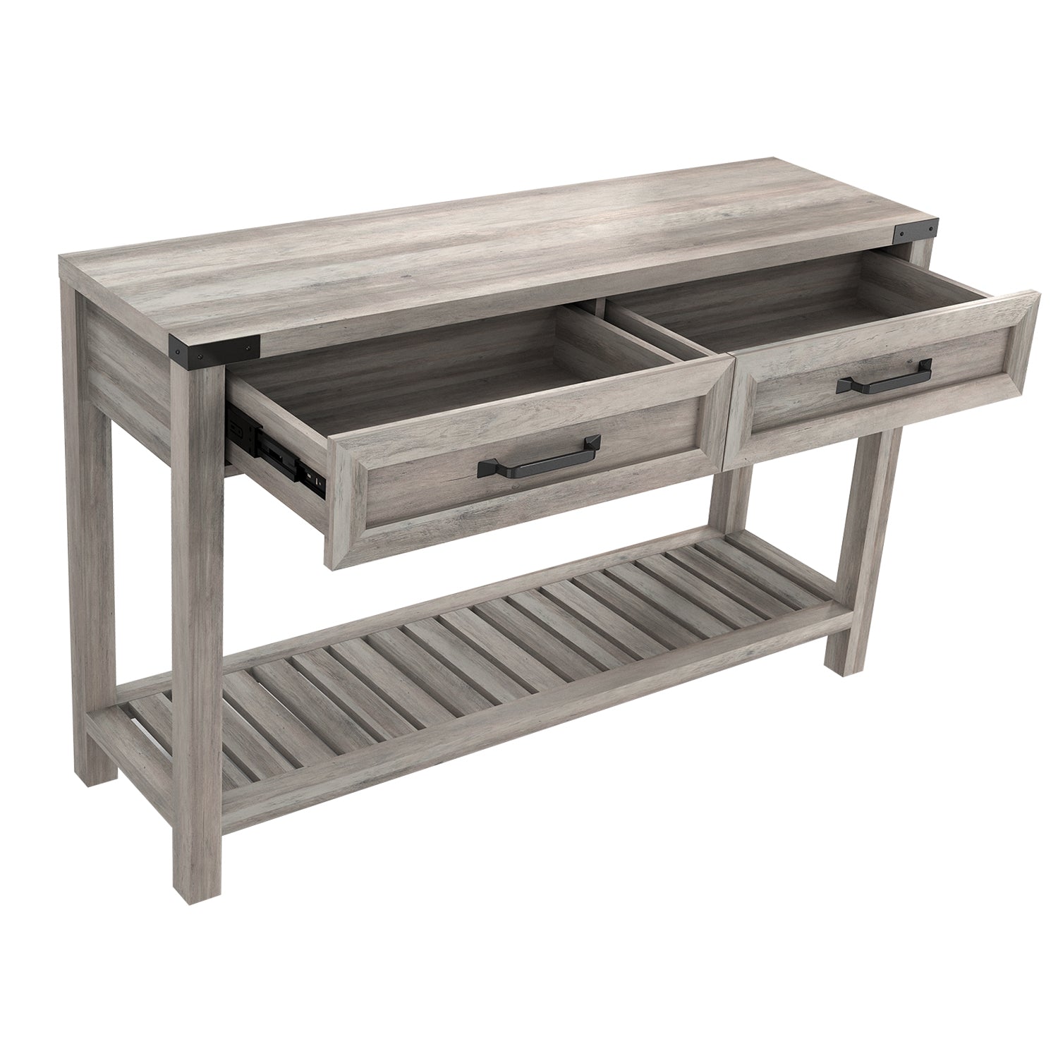 47-inch Console Table with Drawers and Shelf for Living Room