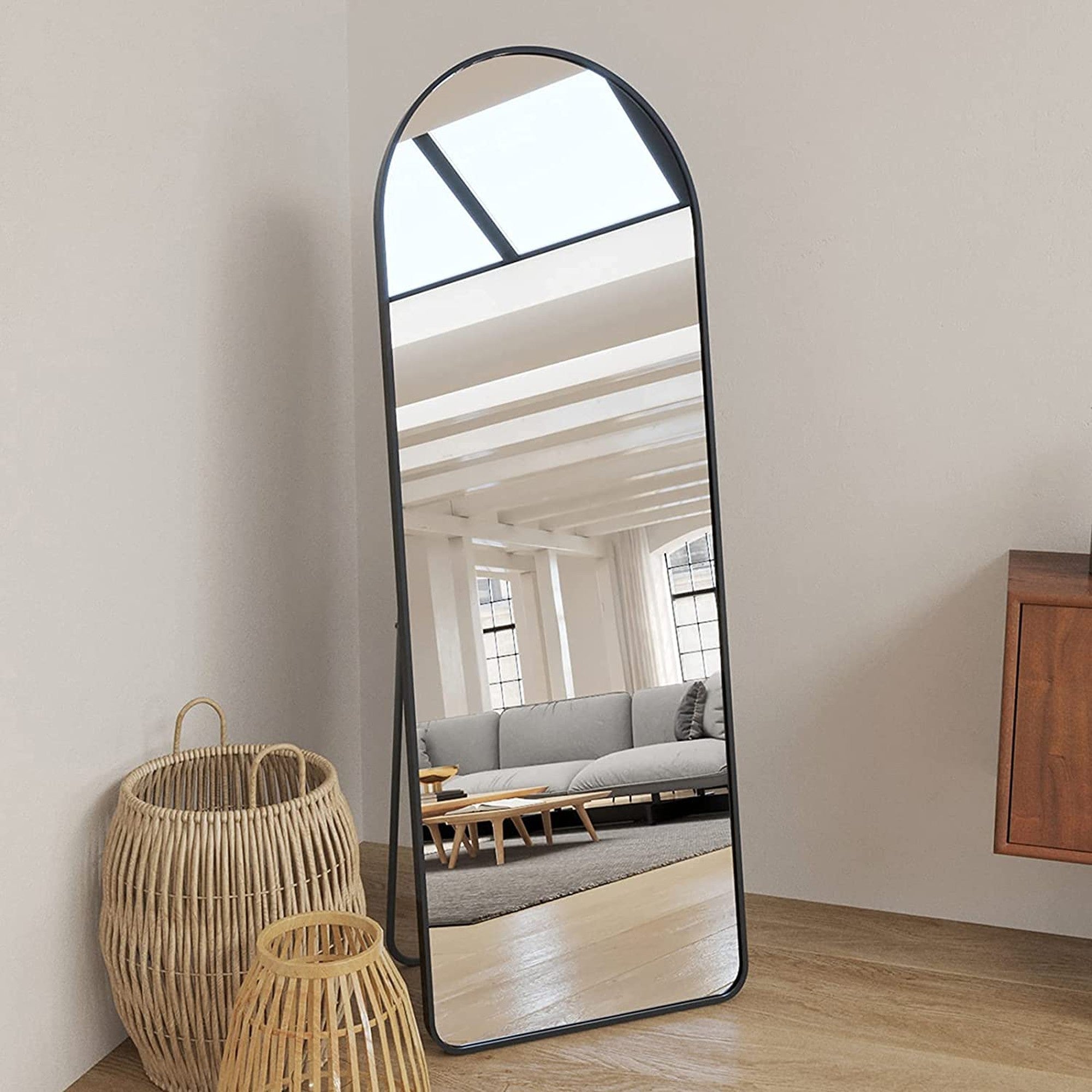 Rectangular Aluminum Framed Freestanding Bedroom Mirror