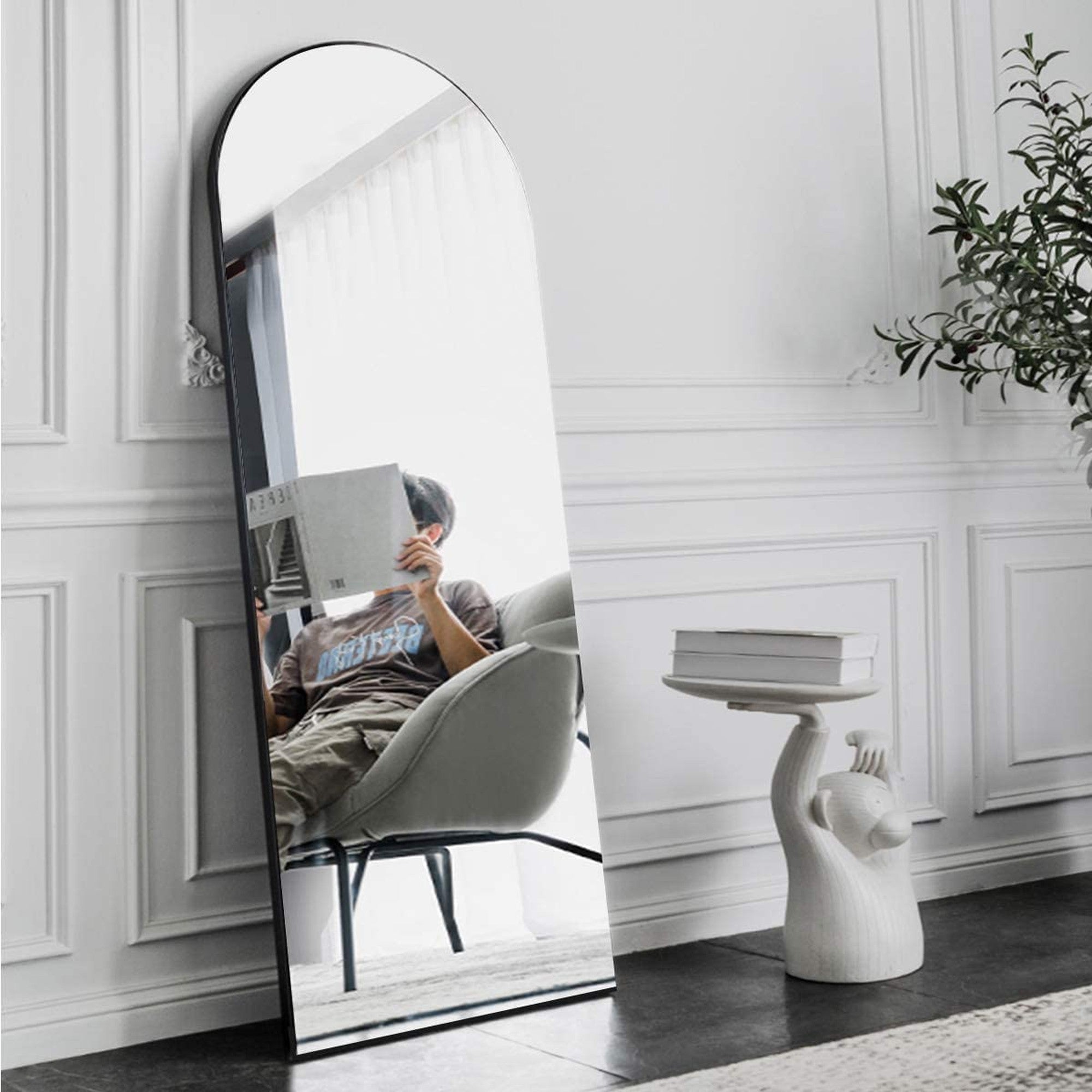 Rectangular Aluminum Framed Freestanding Bedroom Mirror