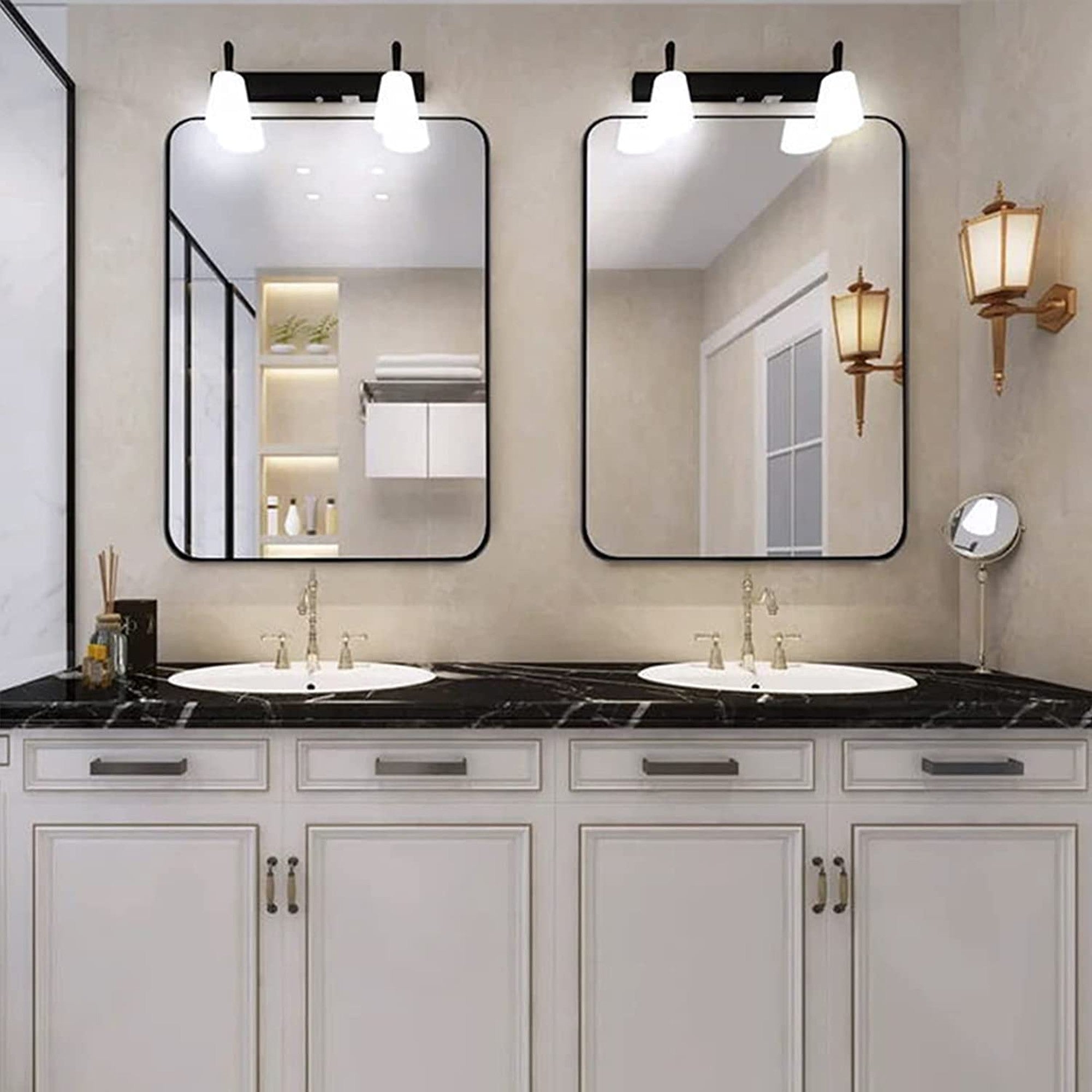30 inch Rectangular Framed Wall Mounted Bathroom Vanity Mirror