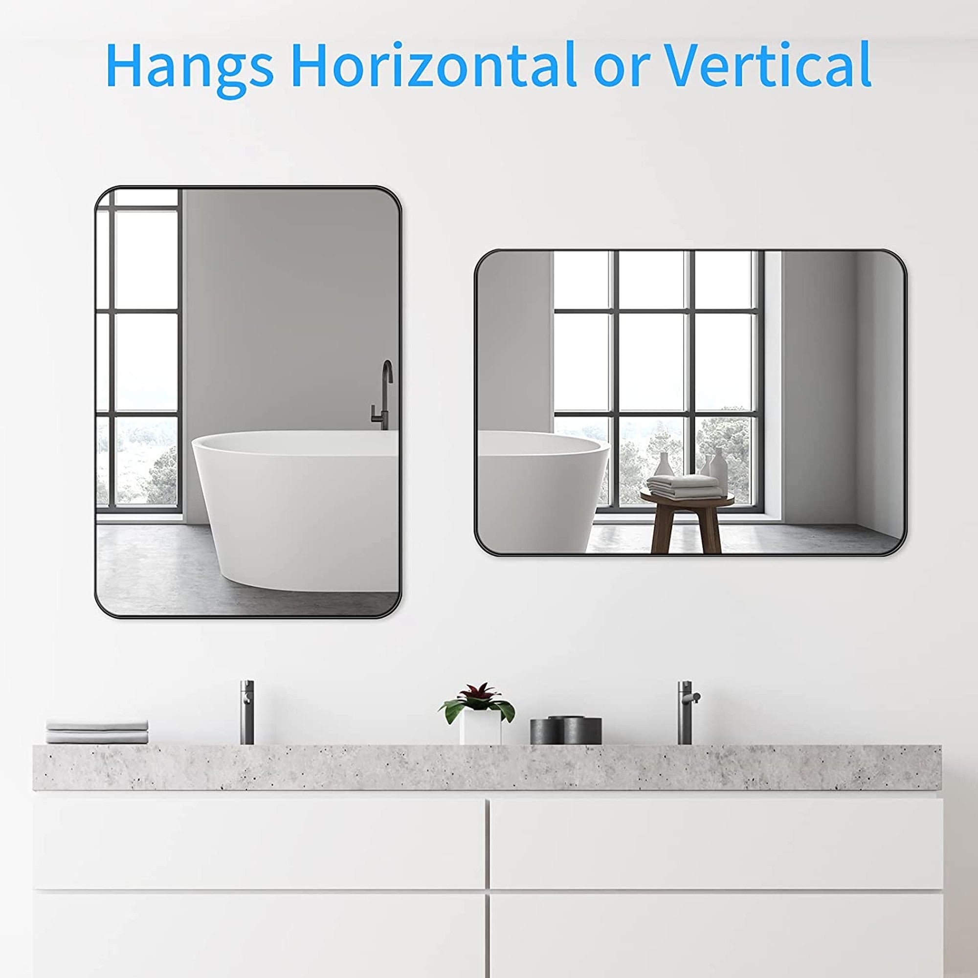 30 inch Rectangular Framed Wall Mounted Bathroom Vanity Mirror