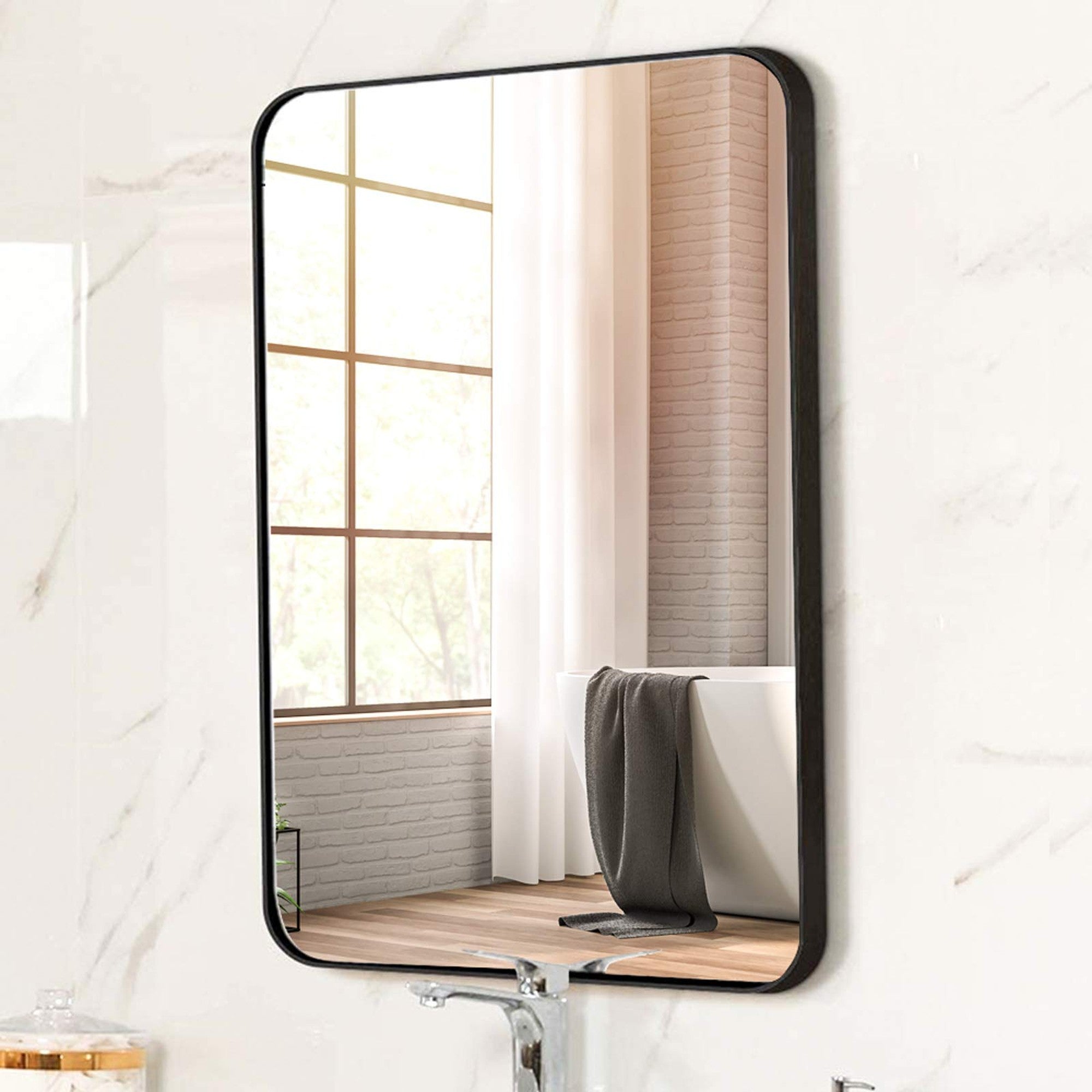 30 inch Rectangular Framed Wall Mounted Bathroom Vanity Mirror