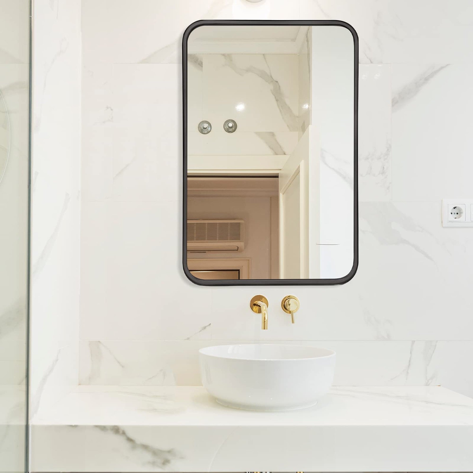 30 inch Rectangular Framed Wall Mounted Bathroom Vanity Mirror