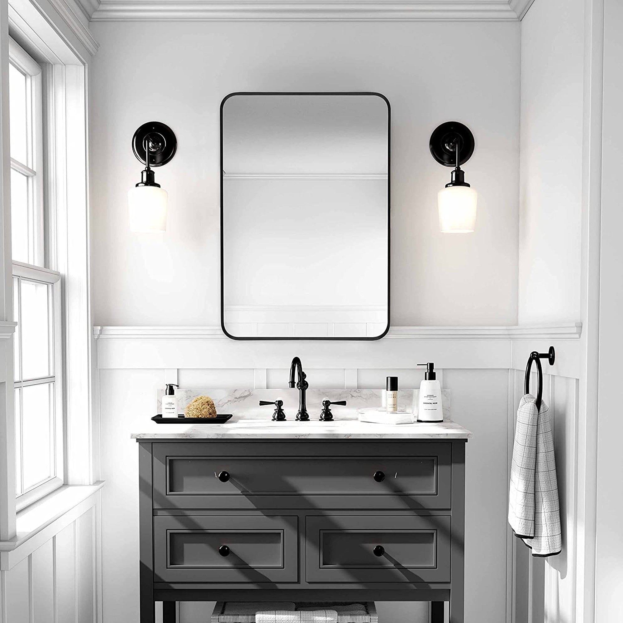 30 inch Rectangular Framed Wall Mounted Bathroom Vanity Mirror