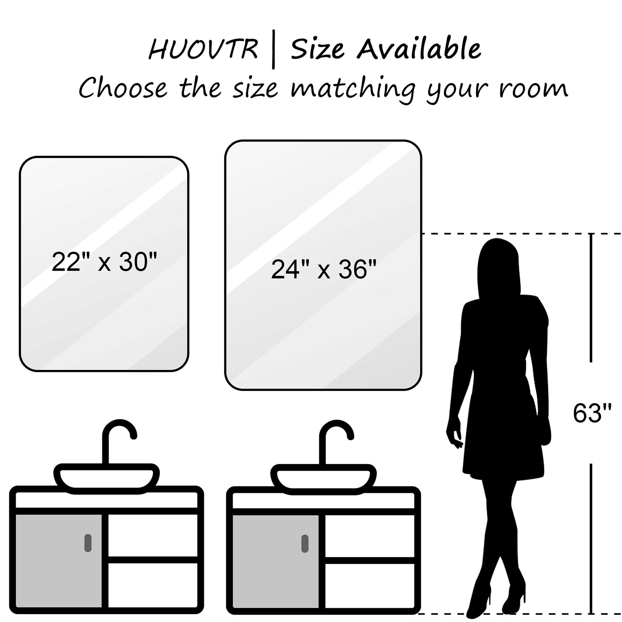 30 inch Rectangular Framed Wall Mounted Bathroom Vanity Mirror