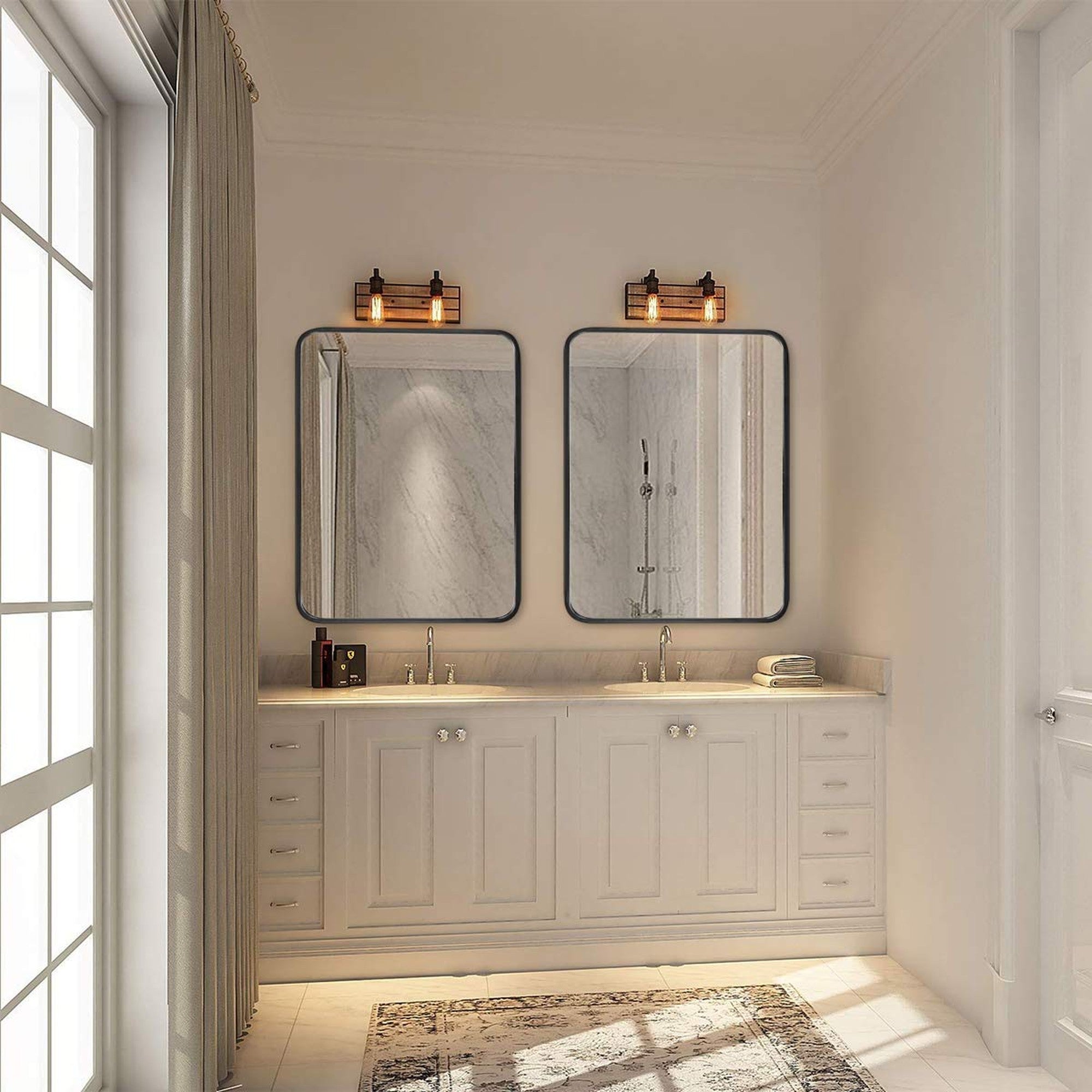 30 inch Rectangular Framed Wall Mounted Bathroom Vanity Mirror