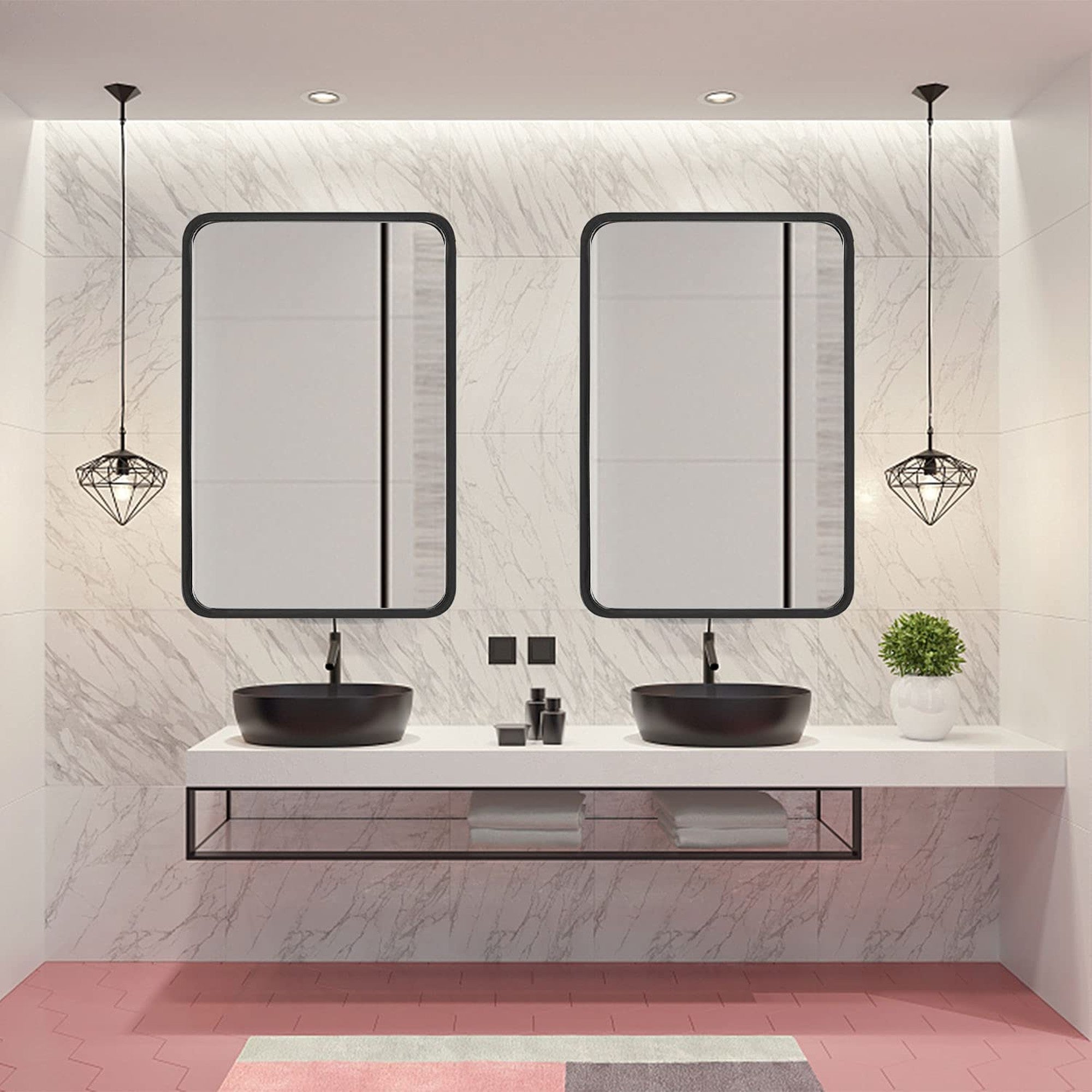 30 inch Rectangular Framed Wall Mounted Bathroom Vanity Mirror