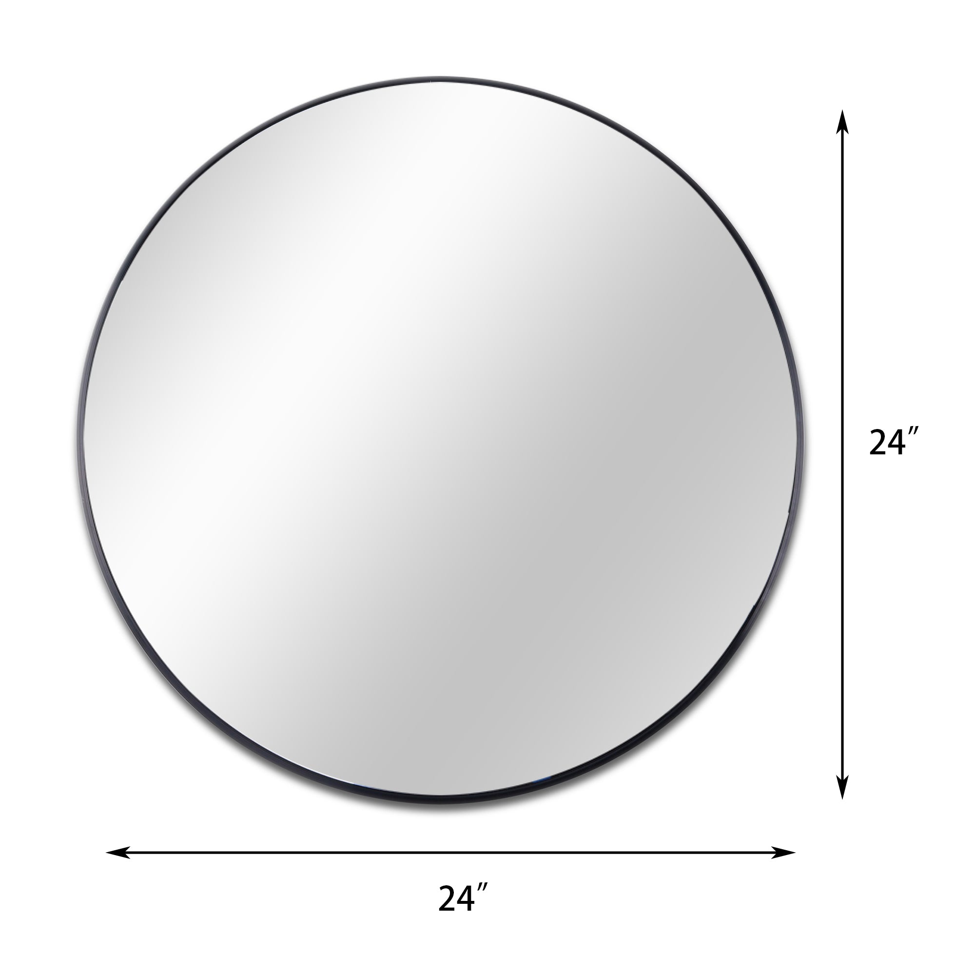 Round Aluminium Framed Wall Mounted Mirror in Black