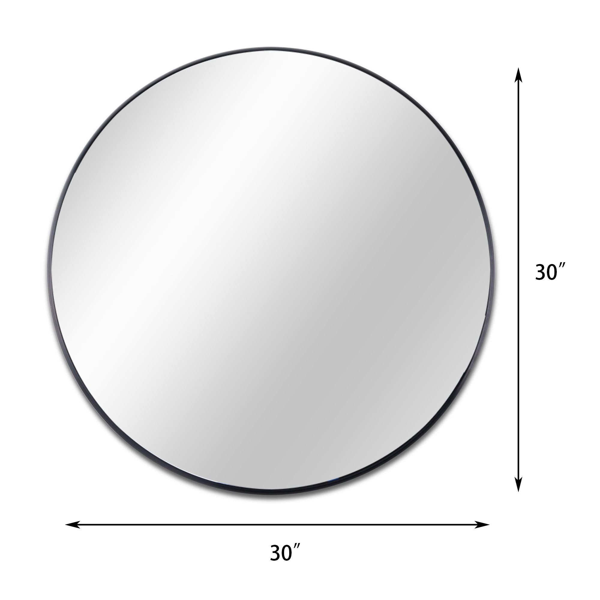 Round Aluminium Framed Wall Mounted Mirror in Black