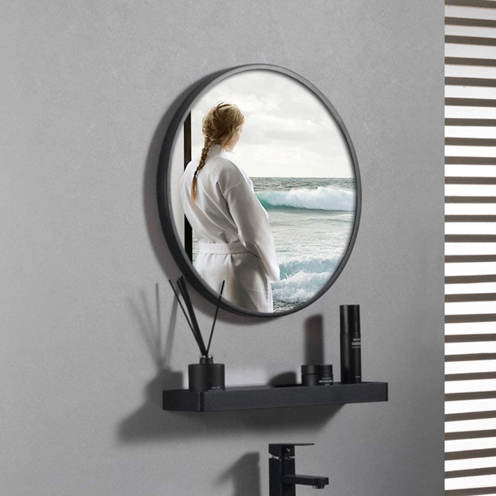 Round Aluminium Framed Wall Mounted Mirror in Black