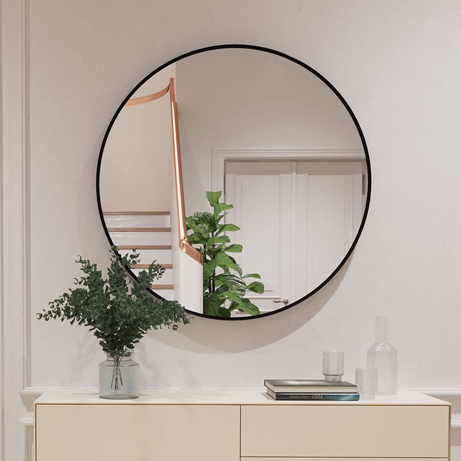 Round Aluminium Framed Wall Mounted Mirror