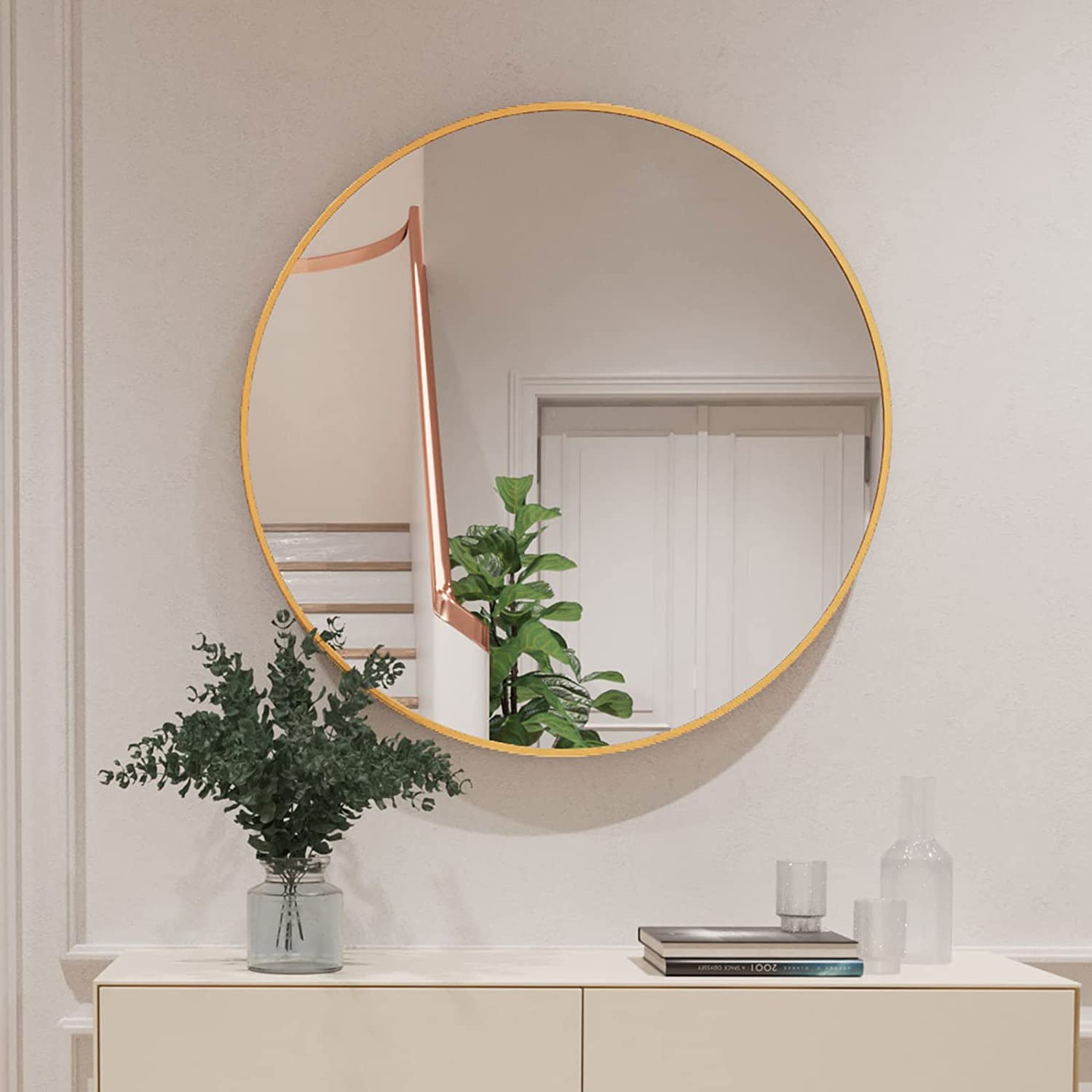 Round Aluminium Framed Wall Mounted Mirror