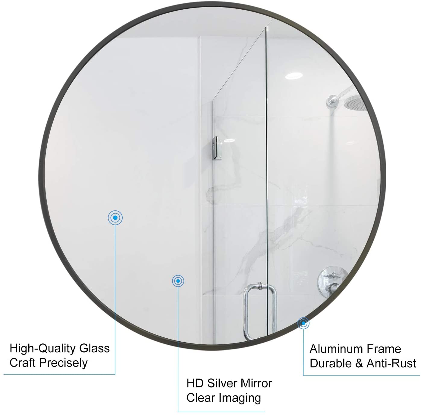 Round Aluminium Framed Wall Mounted Mirror