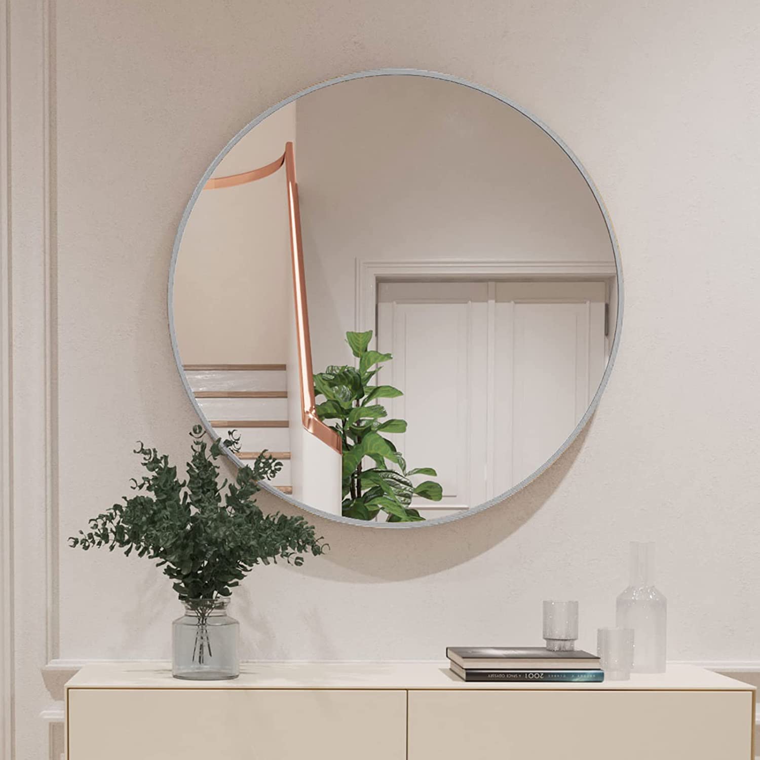Round Aluminium Framed Wall Mounted Mirror