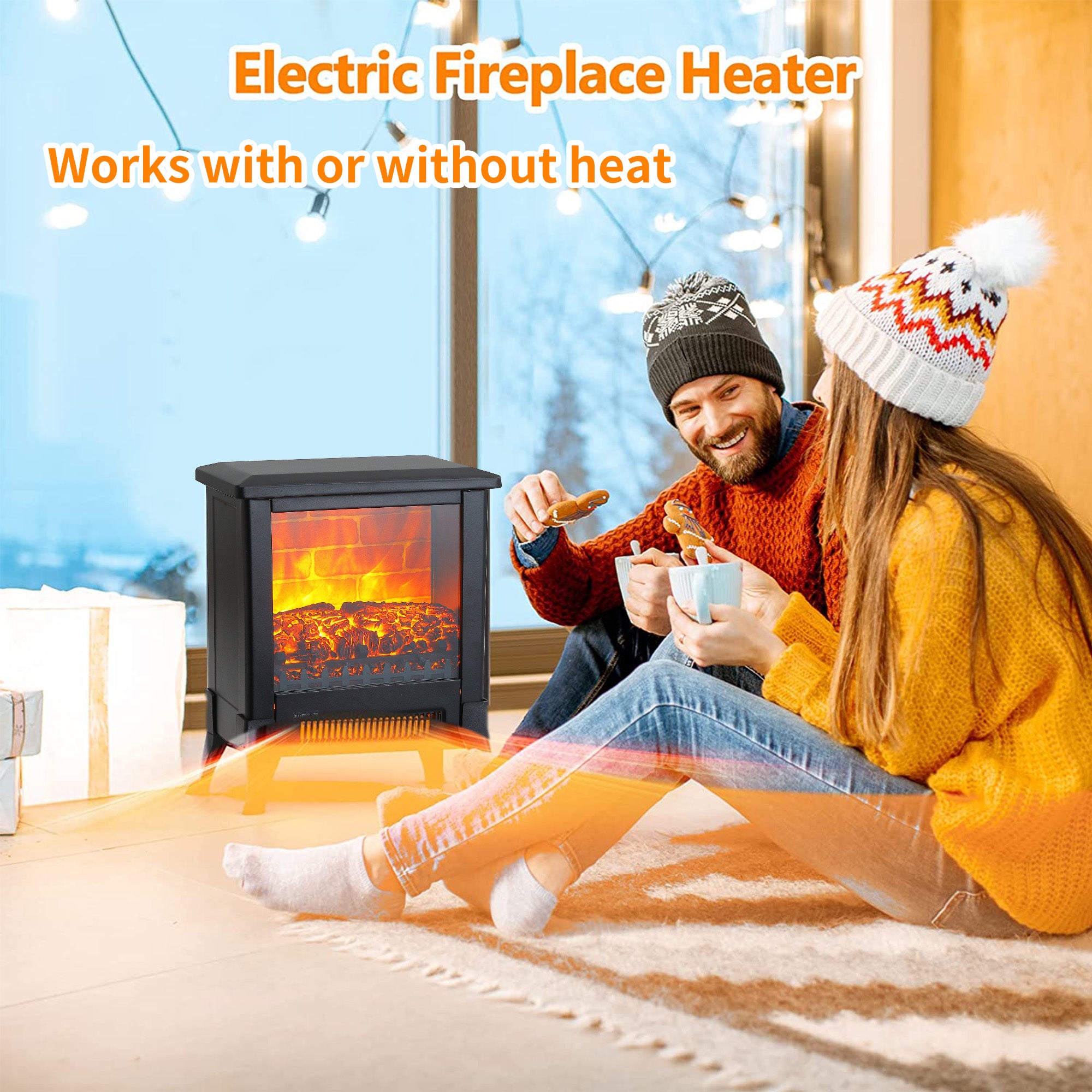 1400W Overheating Safety Protection Freestanding Electric Fireplace Space
