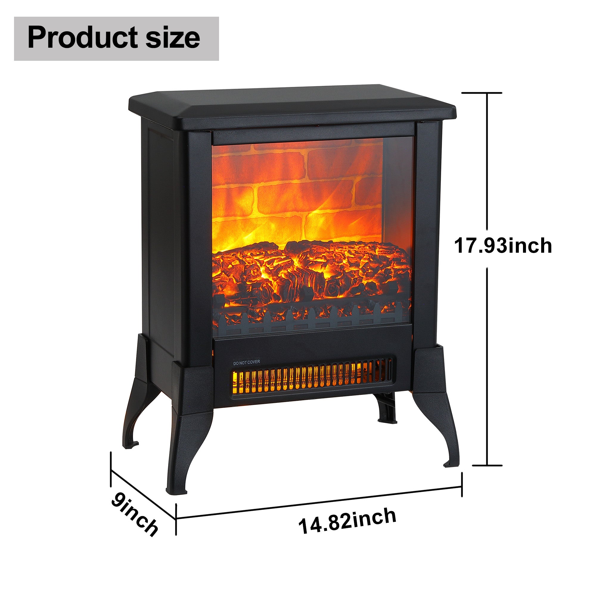 1400W Overheating Safety Protection Freestanding Electric Fireplace Space