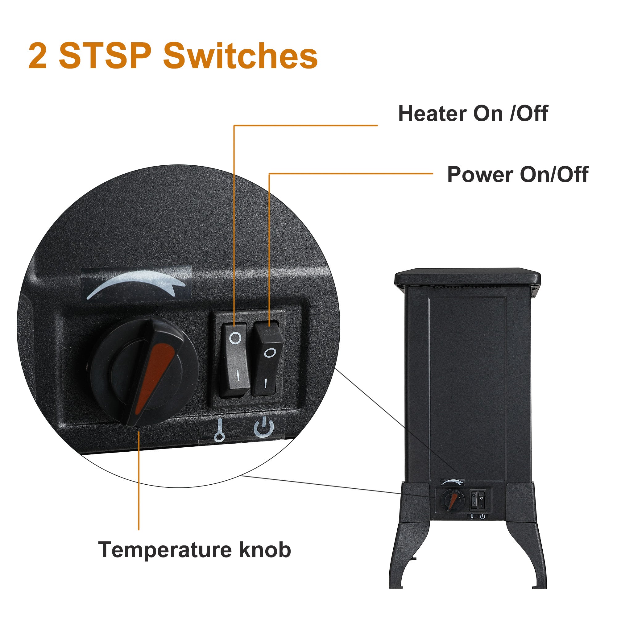 1400W Overheating Safety Protection Freestanding Electric Fireplace Space