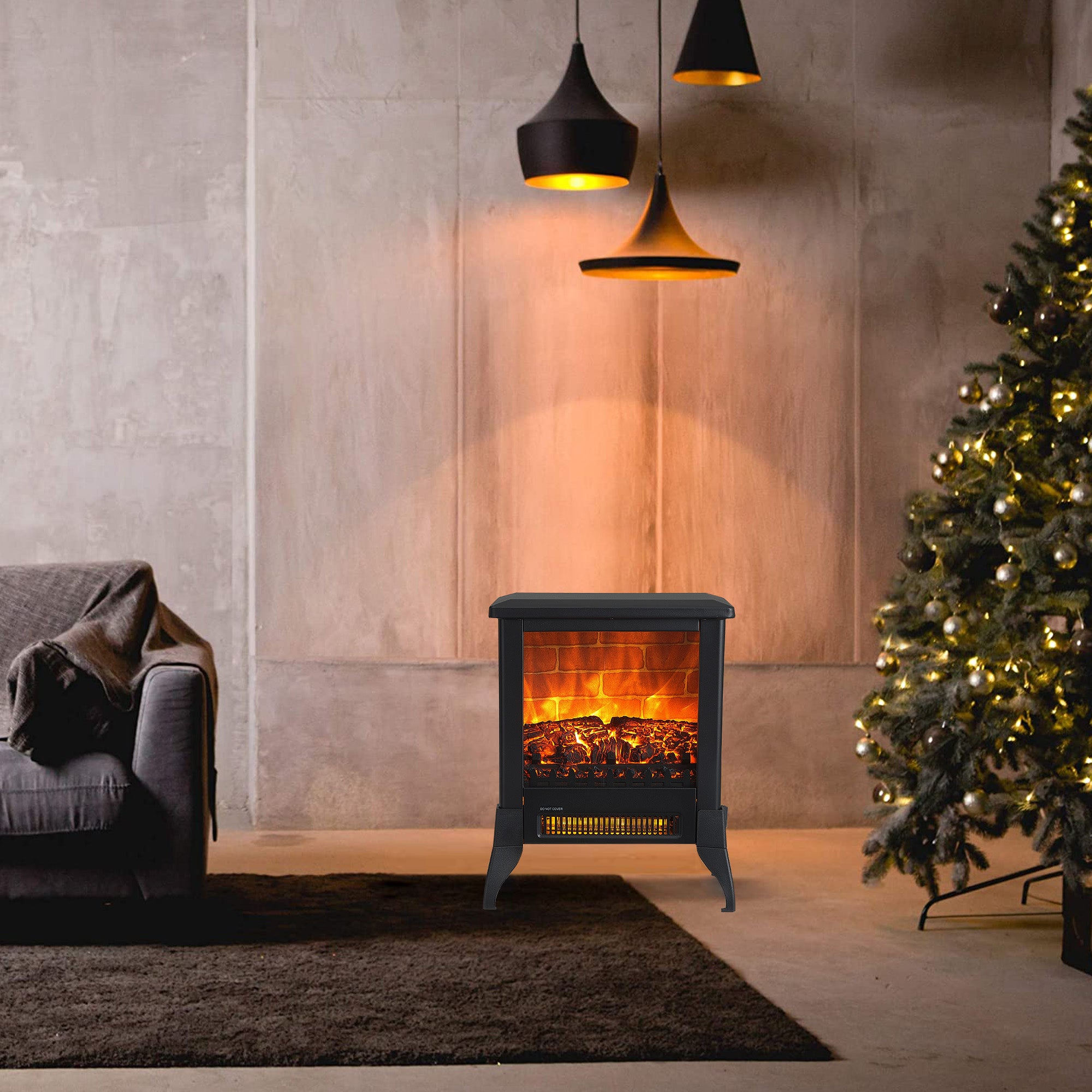 1400W Overheating Safety Protection Freestanding Electric Fireplace Space