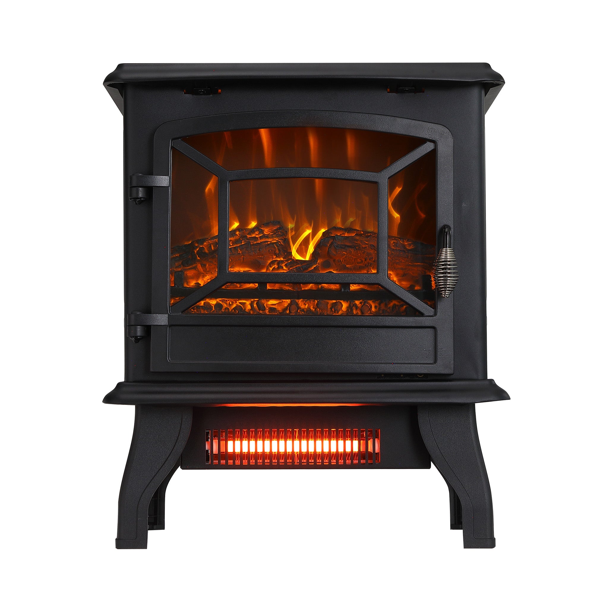 1400W Compact Freestanding Portable Electric Fireplace Stove Heater with Realistic 3D Flame Effect
