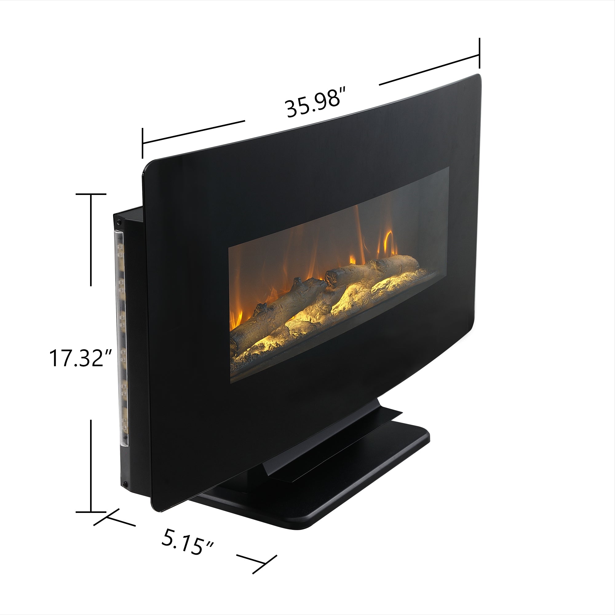 36-inch Freestanding or Wall Mounted Electric Fireplace with Adjustable Flame Color and Remote Control
