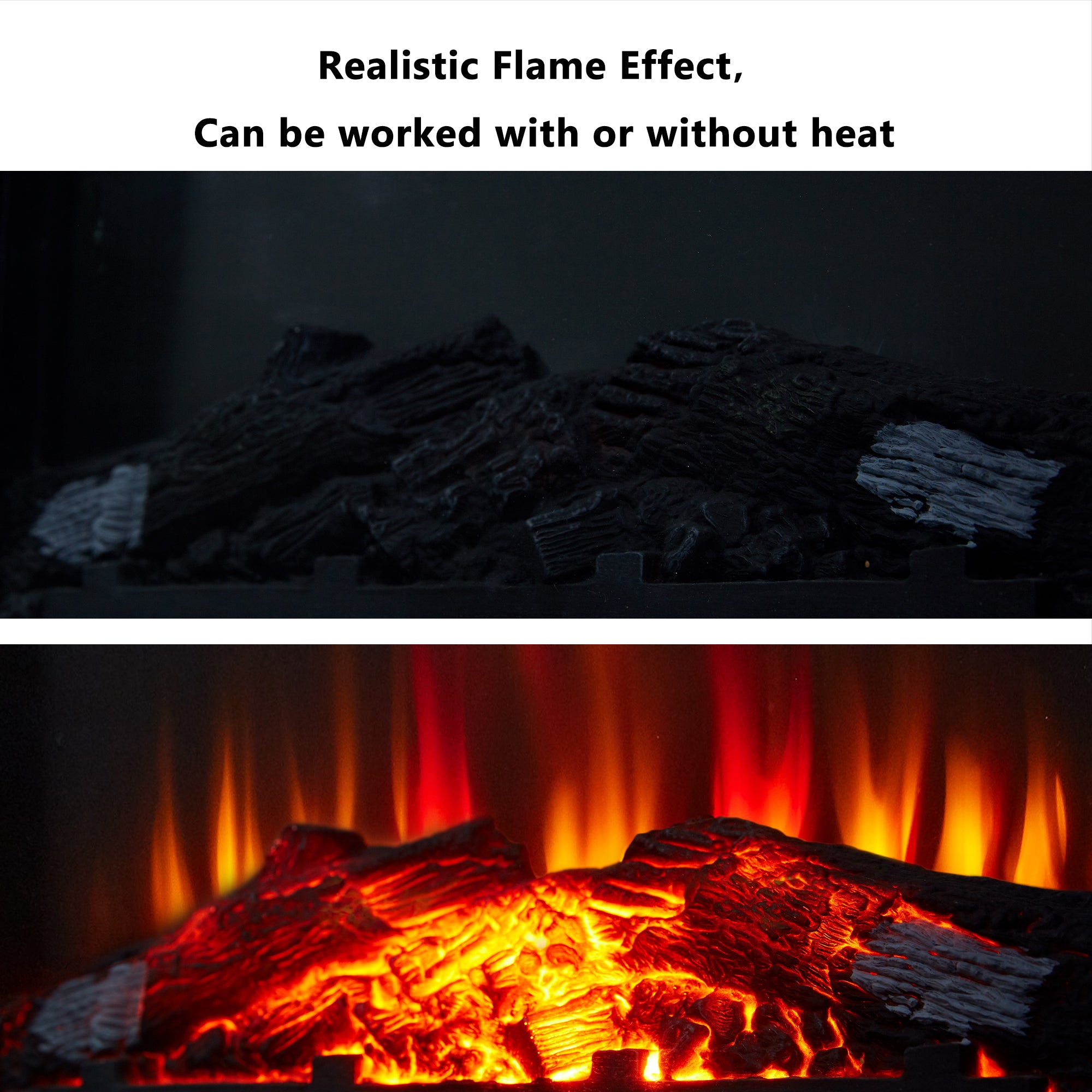 1400W Electric Freestanding Fireplace Mantel Heater with Remote Control & Realistic Flames