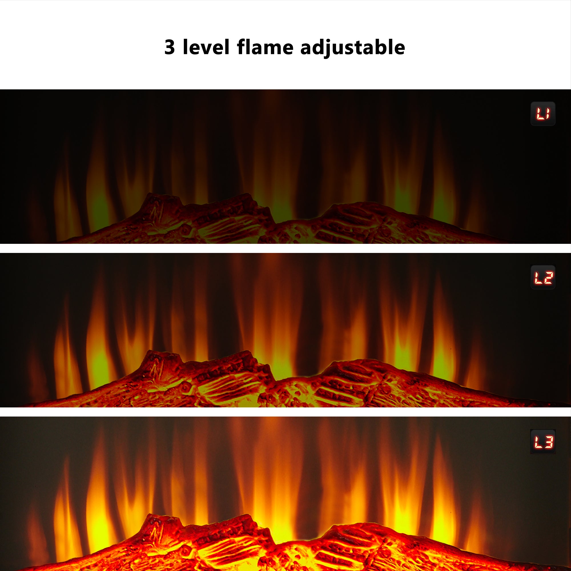 1400W Electric Freestanding Fireplace Mantel Heater with Remote Control & Realistic Flames